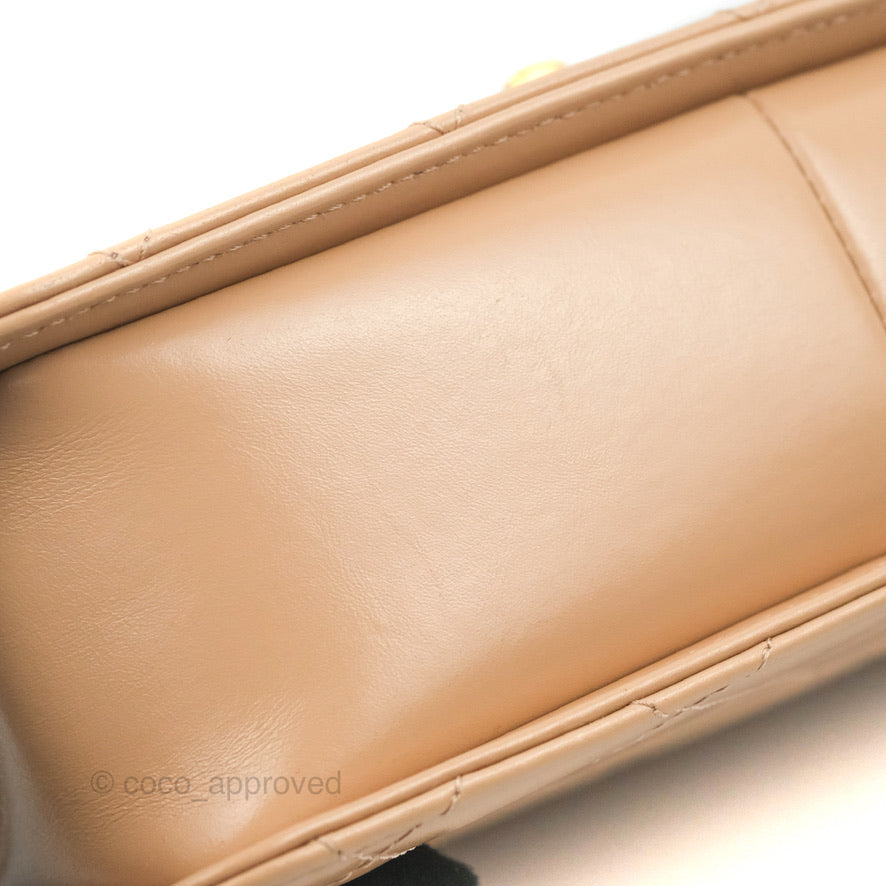 Chanel Quilted Perfect Fit Adjustable Beige Calfskin Gold Hardware 21A