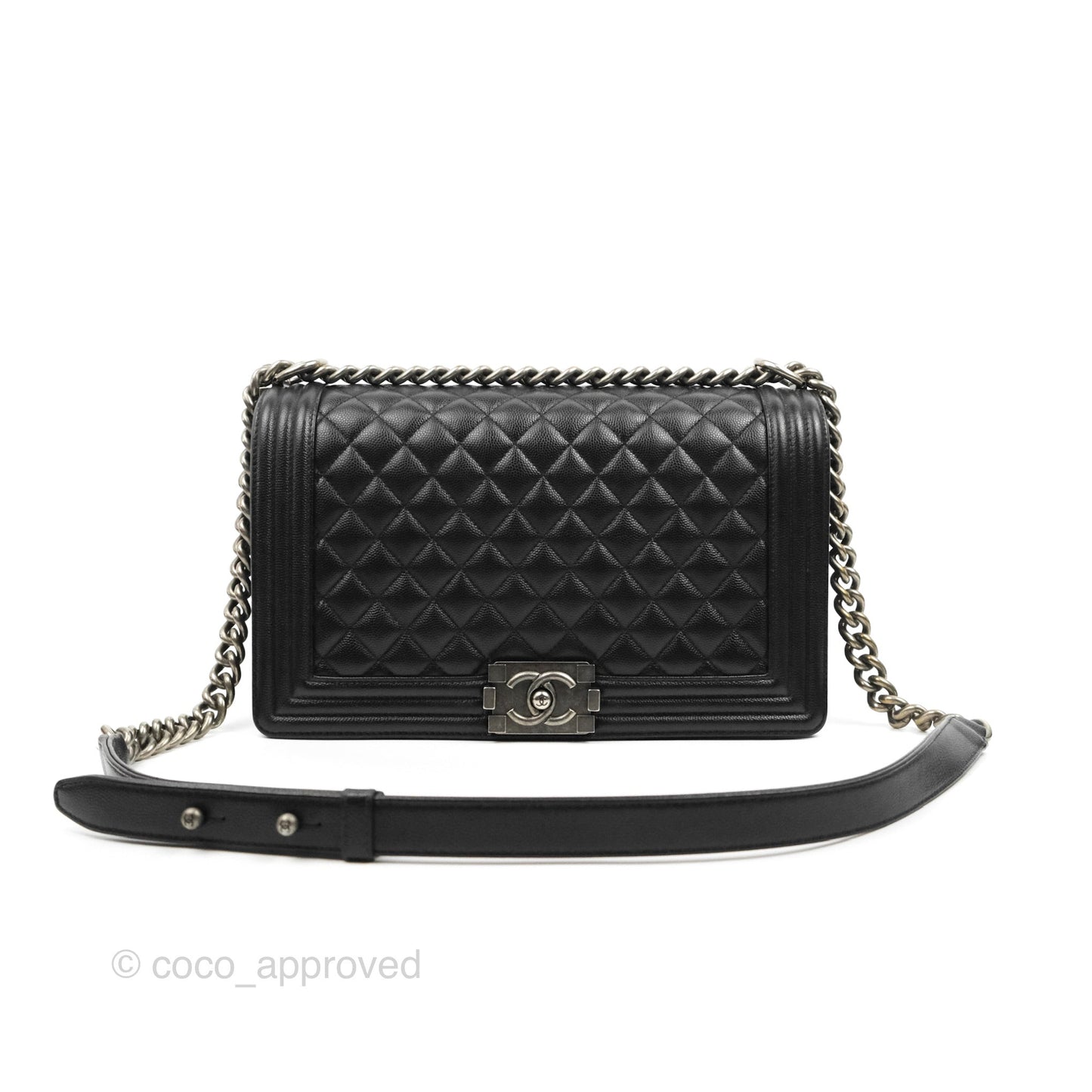 Chanel Quilted New Medium Boy Black Caviar Ruthenium Hardware