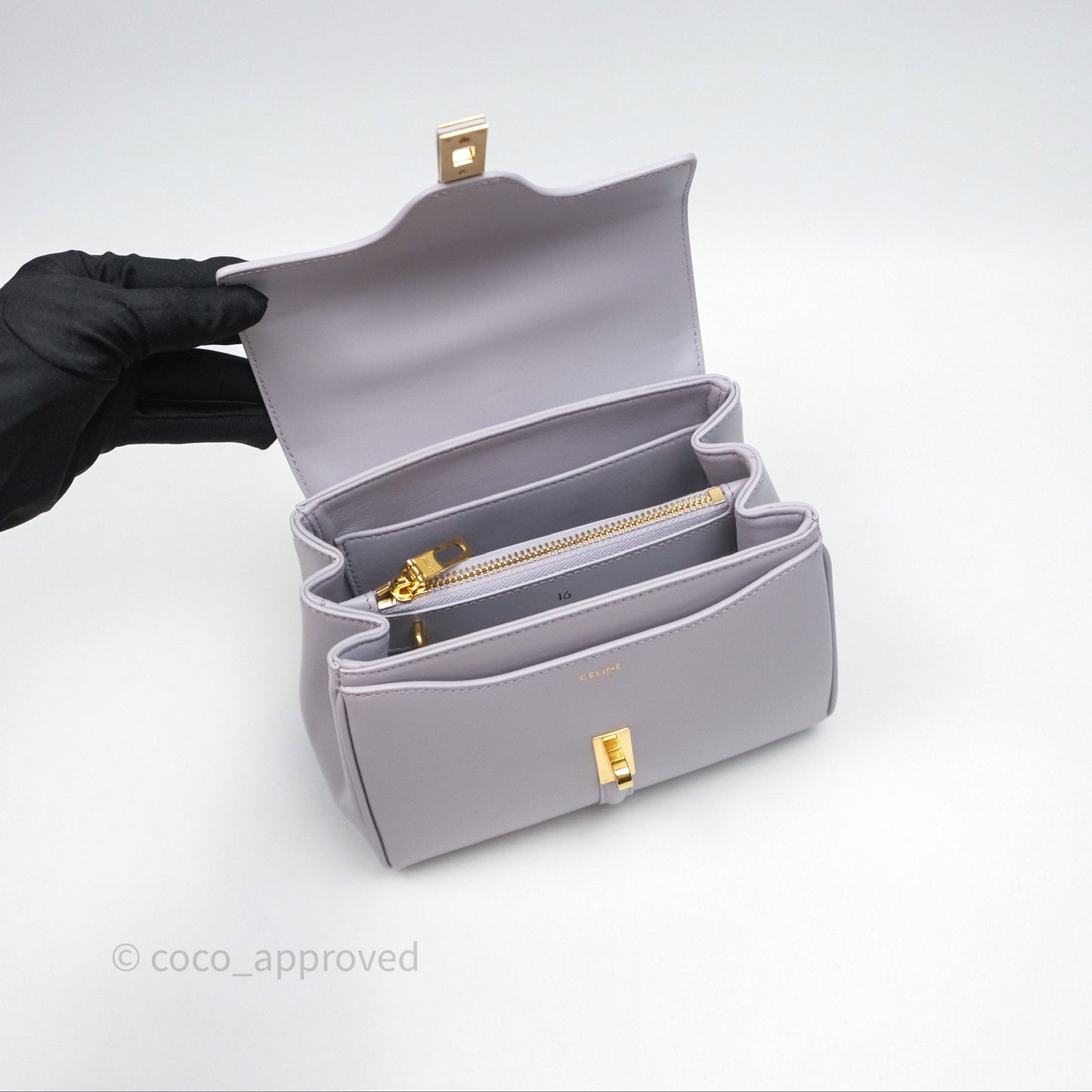 Celine Mini 16 Bag in Satinated Calfskin Light Lilac