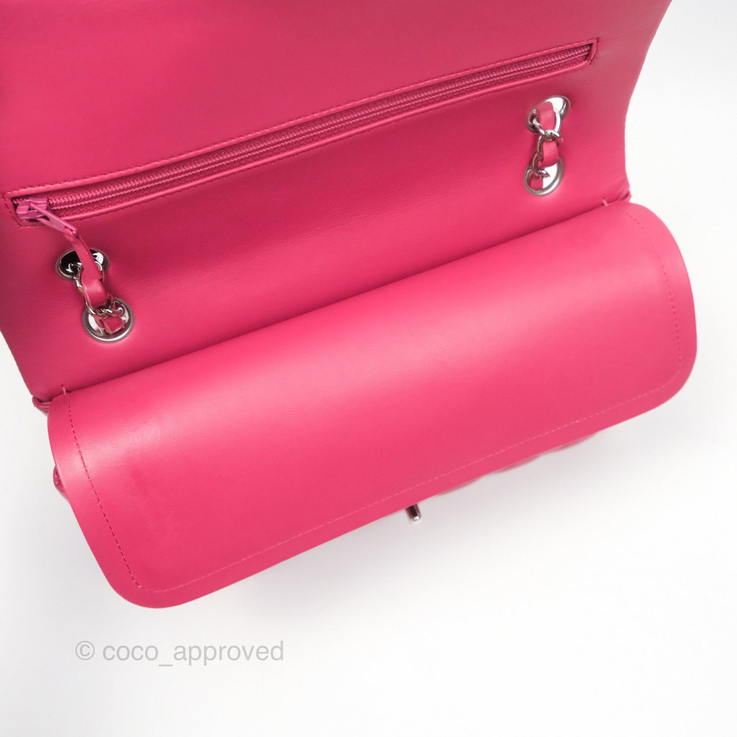 Chanel Classic M/L Medium Flap Quilted Dark Pink Lambskin Silver Hardware