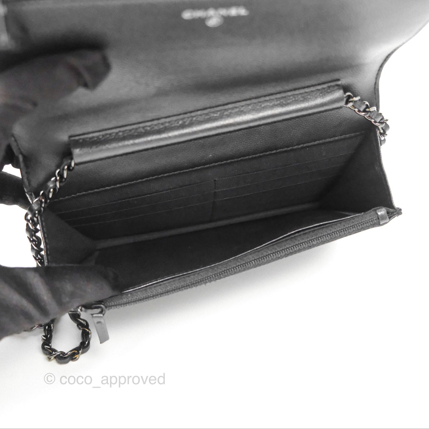 Chanel Quilted Boy Wallet on Chain WOC So Black Caviar