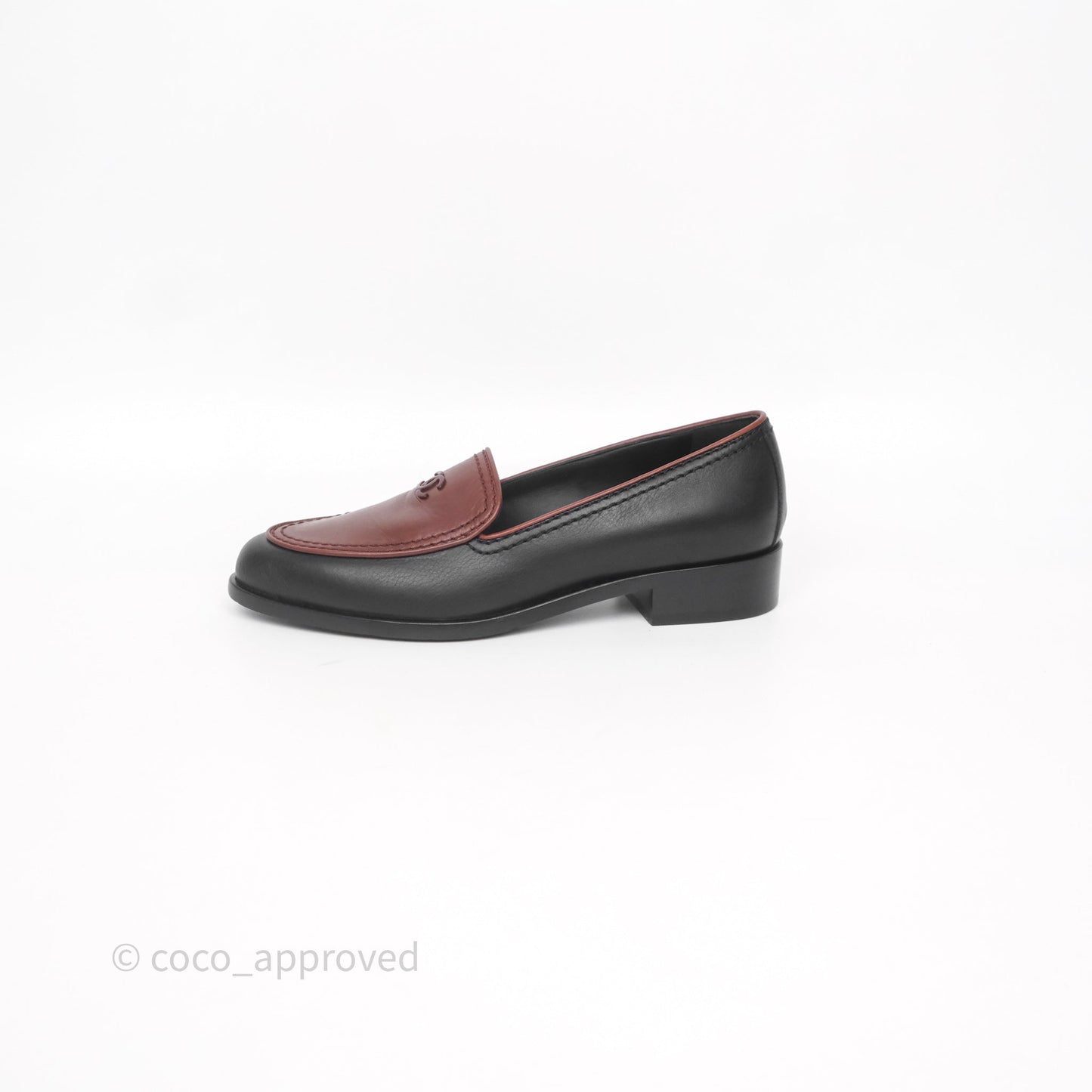 Chanel CC Loafers Black/ Brown Calfskin Size 35.5