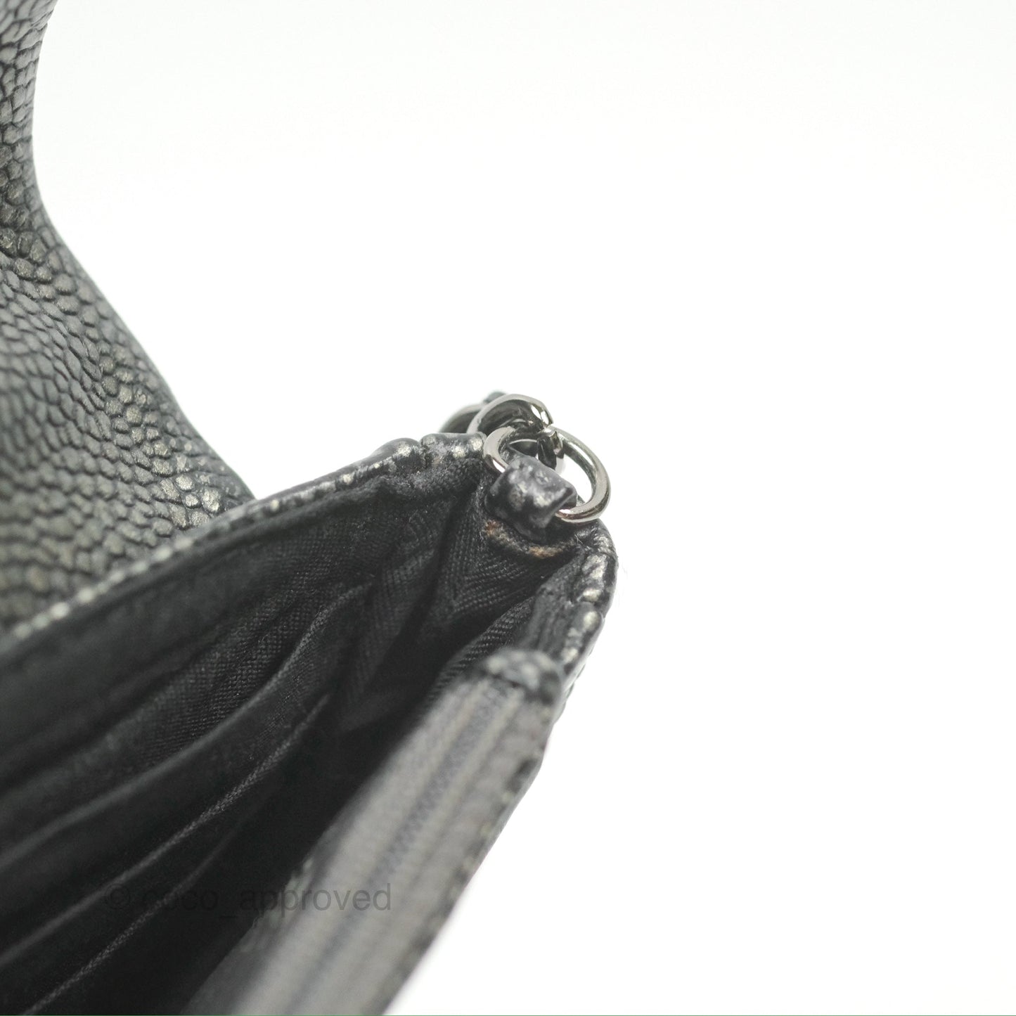 Chanel Half Moon Wallet on Chain WOC Metallic Dark Grey Caviar Silver Hardware