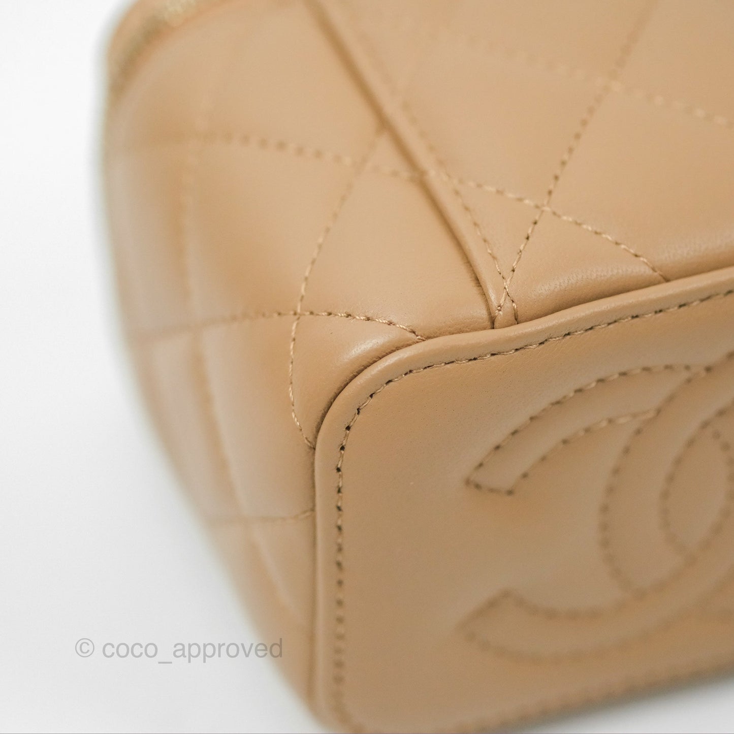 Chanel Mini Vanity With Chain Adjustable Pearl Crush Dark Beige Lambskin Aged Gold Hardware