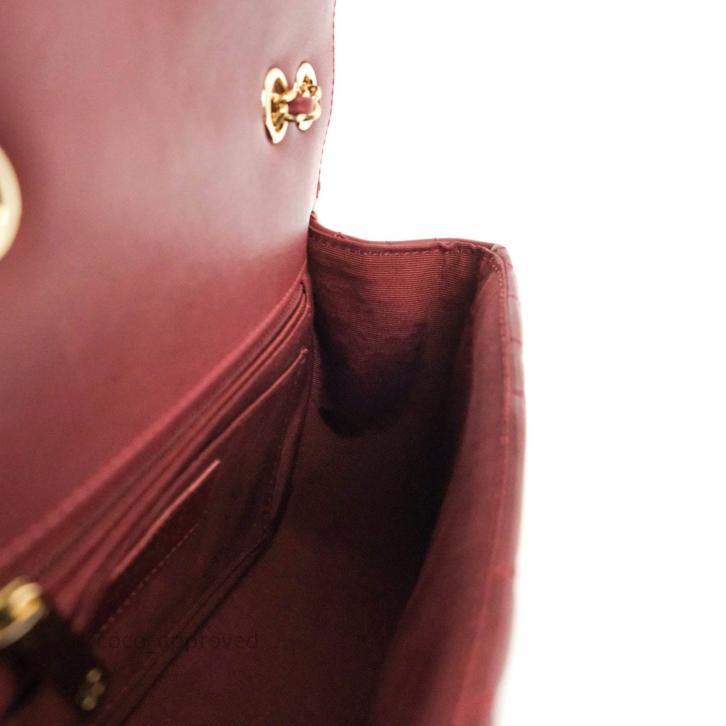 Chanel Small Statement Chevron Flap Bag Burgundy Lambskin Gold Hardware
