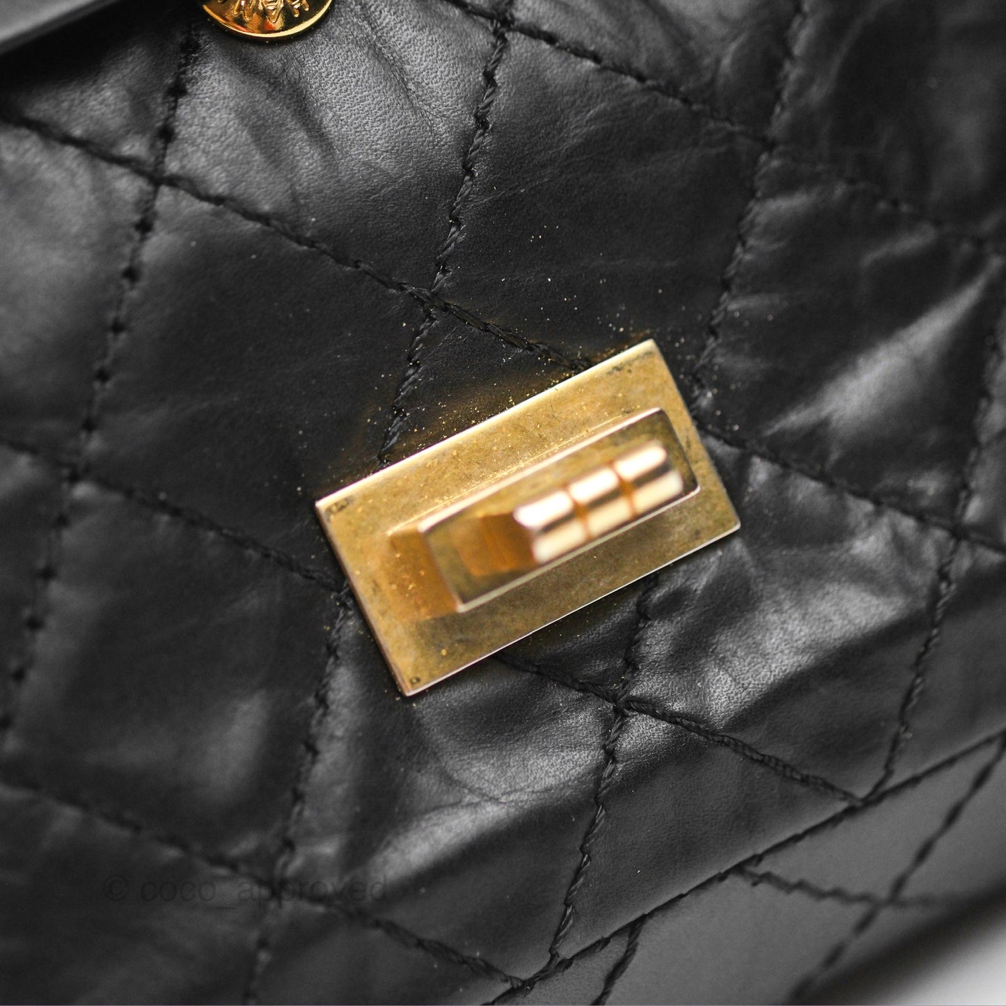 Chanel Reissue 225 Quilted Black Aged Calfskin Aged Gold Hardware