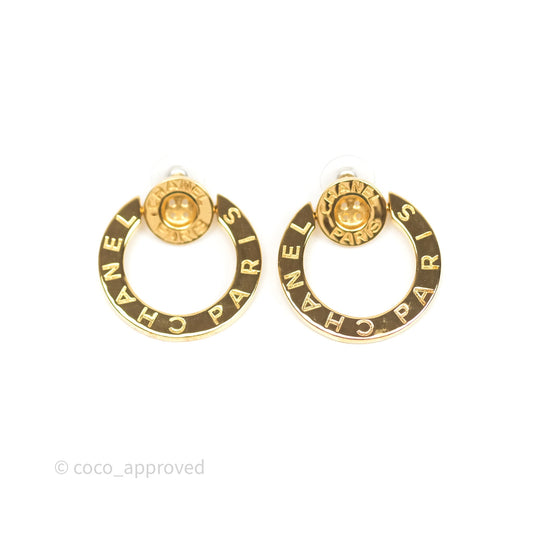 Chanel CC Round Earrings Gold Tone 20A