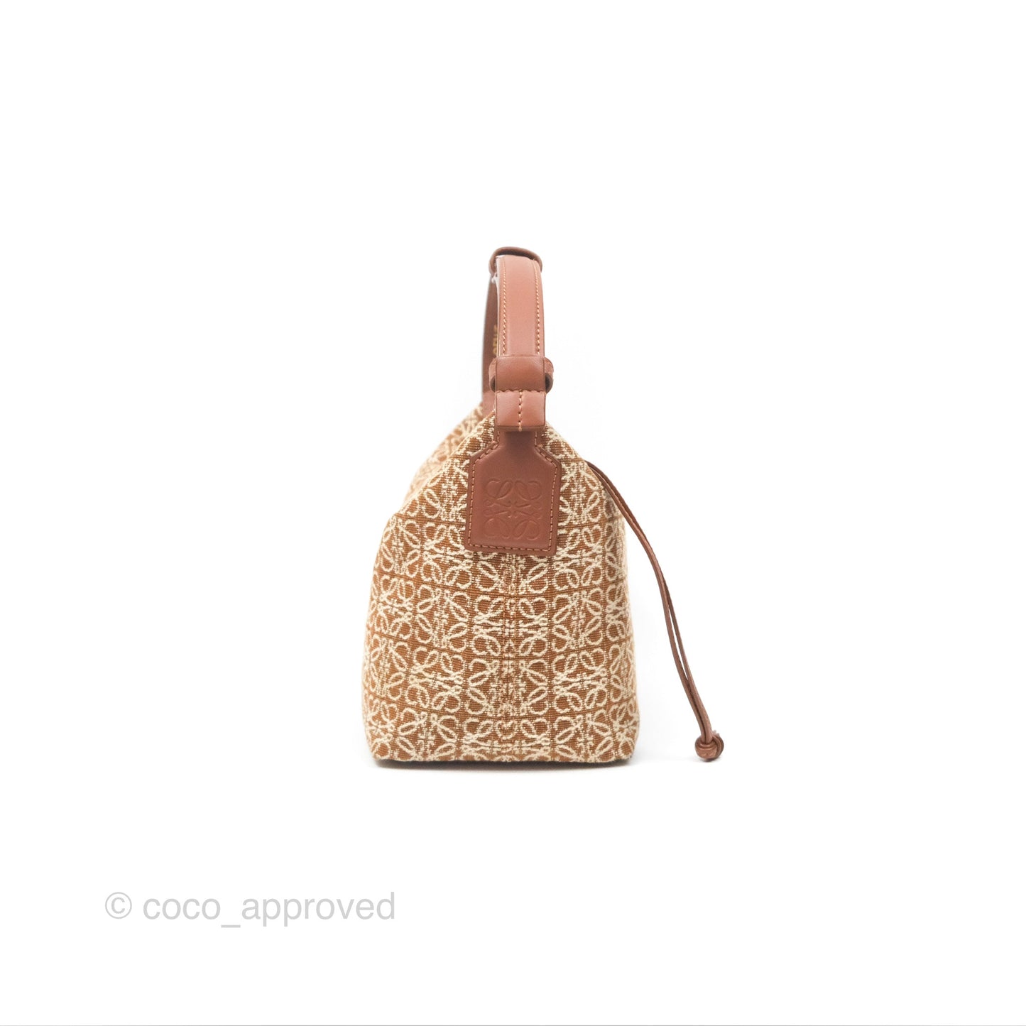 Loewe Small Cubi bag in Anagram Jacquard & Calfskin Tan Pecan