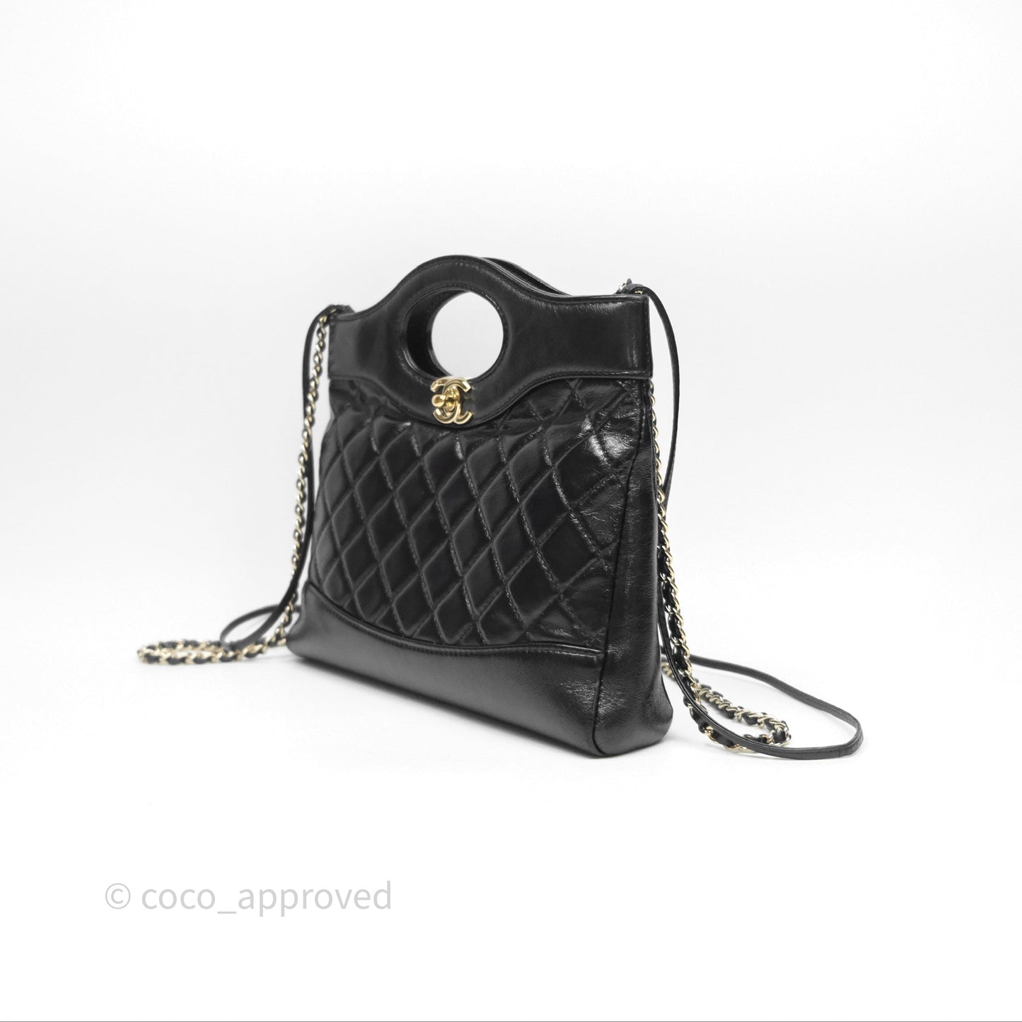Chanel 31 Mini Black Shiny Lambskin Gold Hardware