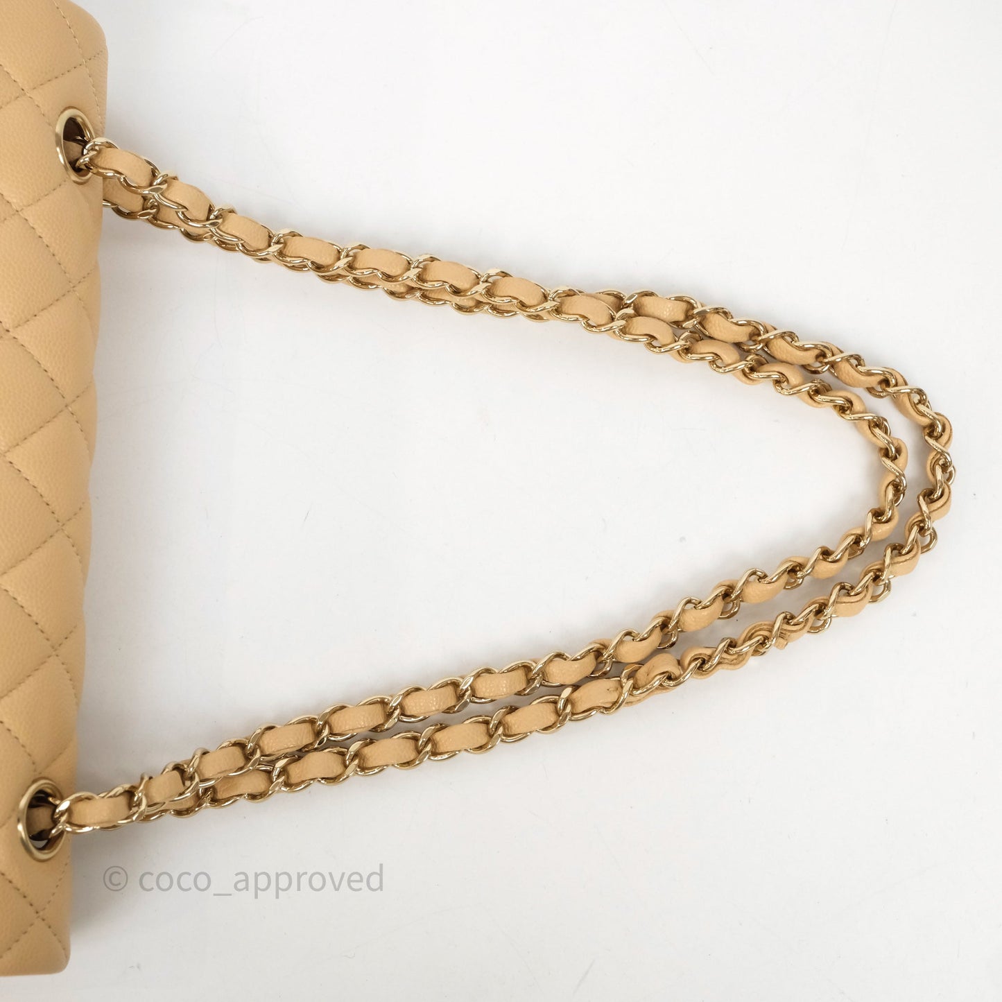 Chanel Classic M/L Medium Flap Quilted Beige Caviar Gold Hardware
