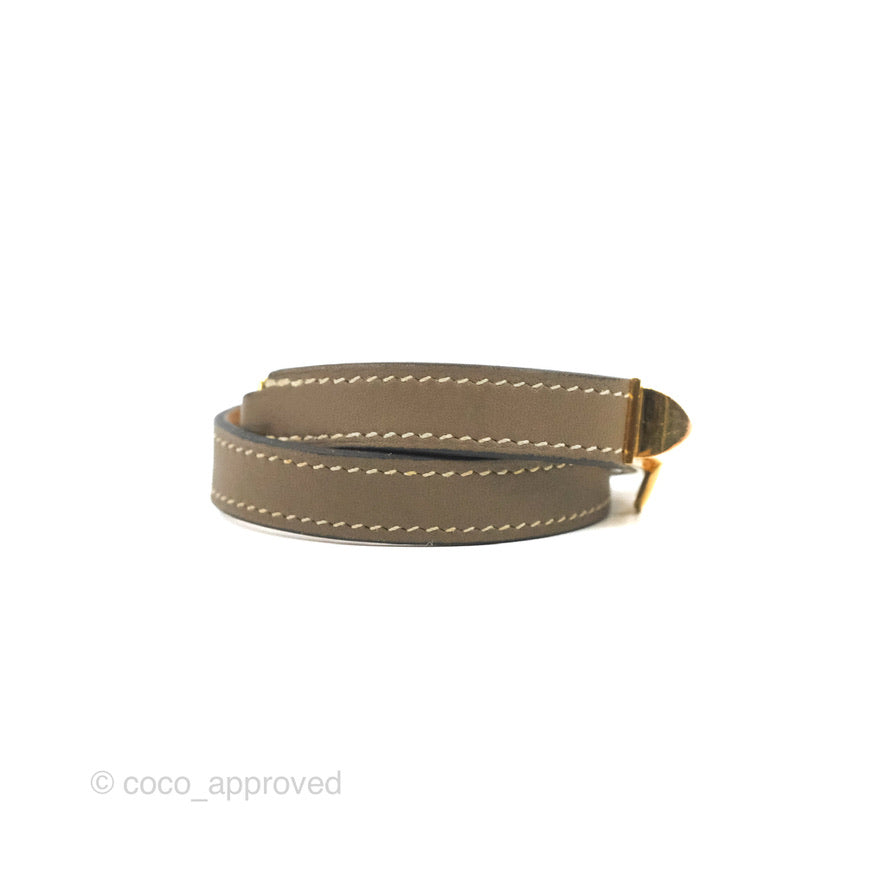 Hermès Rivale Double Tour Bracelet Etoupe Gold Hardware