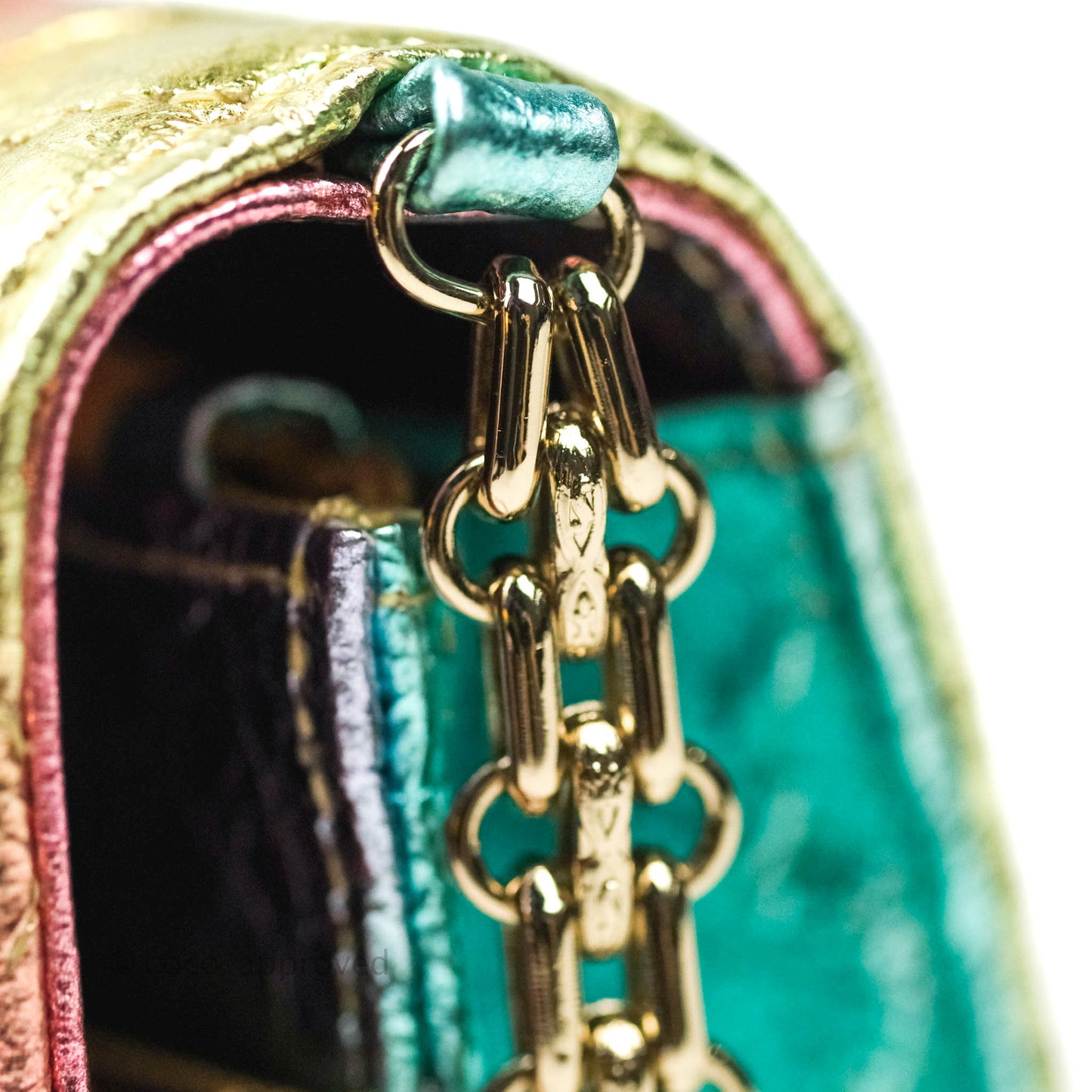 Chanel Quilted Reissue Wallet On Chain WOC Metallic Rainbow Aged Calfskin Gold Hardware