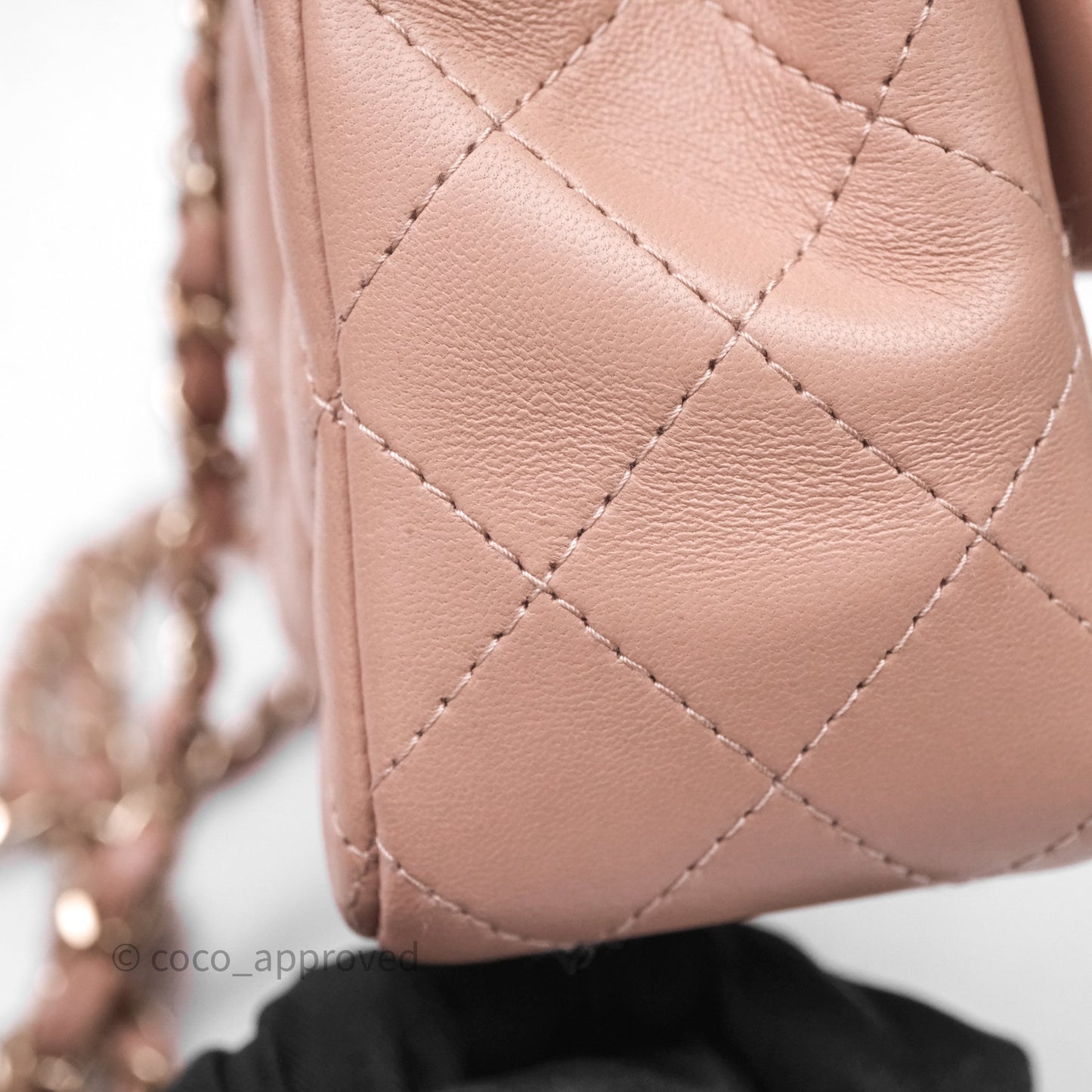 Chanel Mini Rectangular Quilted Beige Lambskin Gold Hardware