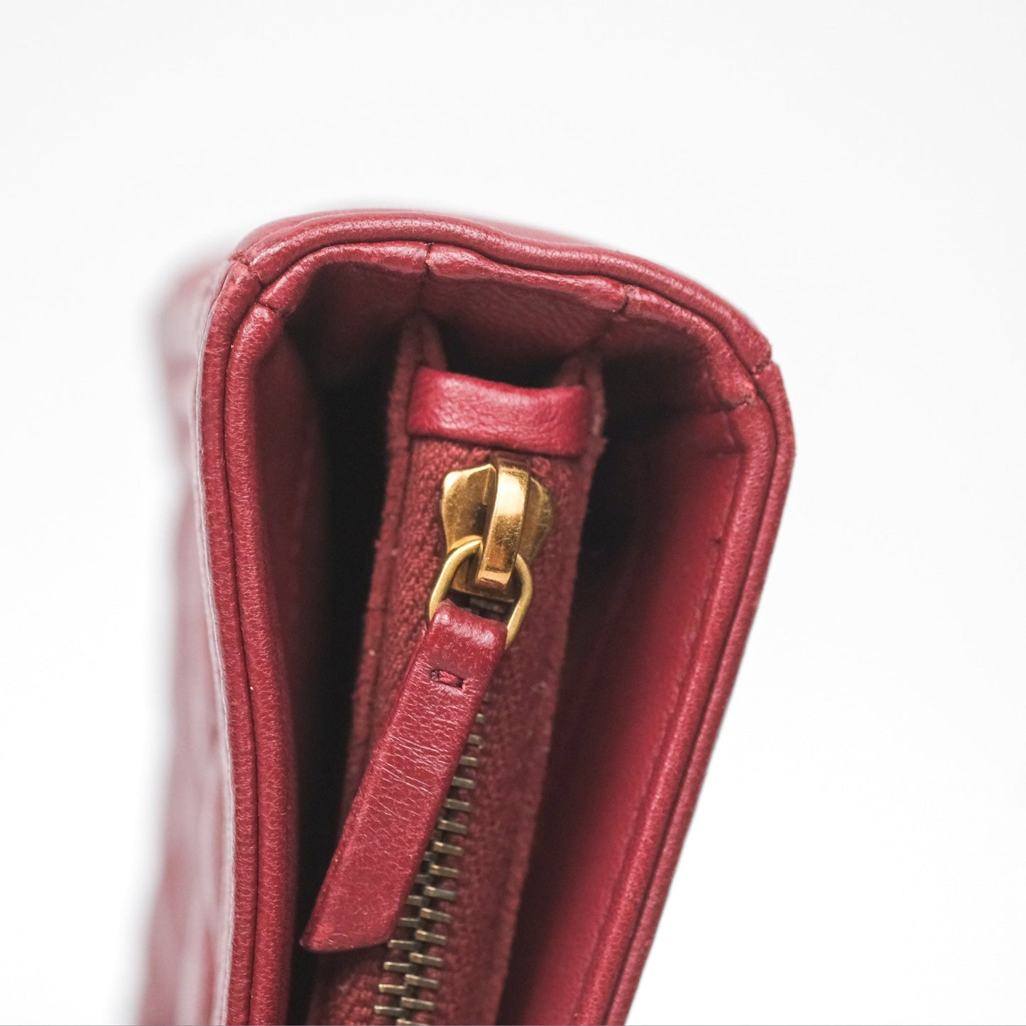 Chanel Quilted Boy Coin Case Dark Red Aged Gold Hardware