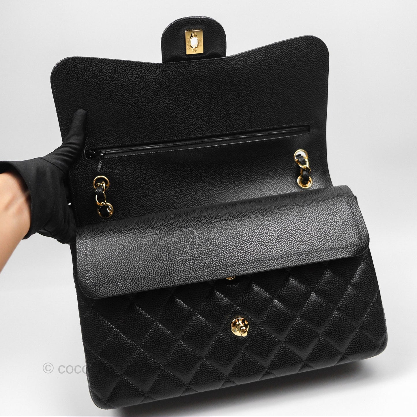 Chanel Jumbo Double Flap Black Caviar Gold Hardware⁣⁣