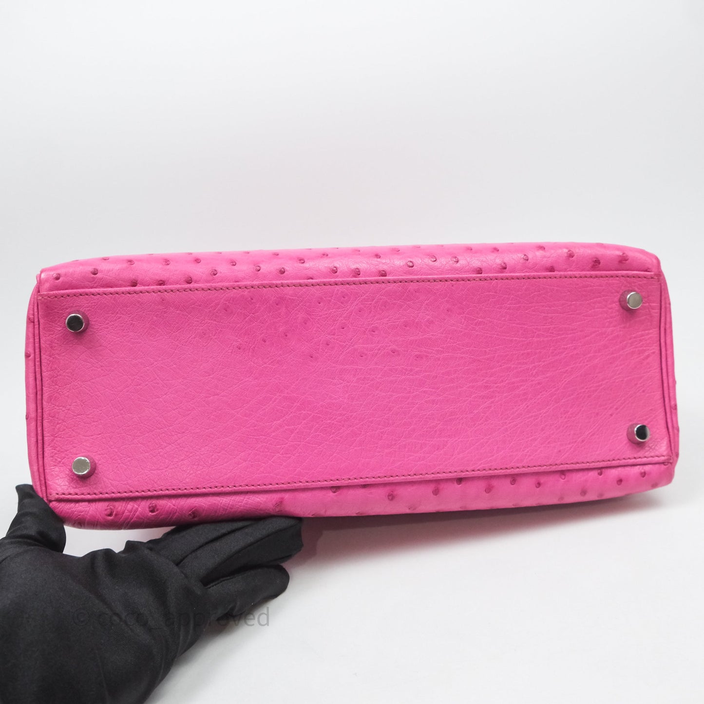 Hermes Kelly 32 Fuchsia Ostrich Palladium Hardware