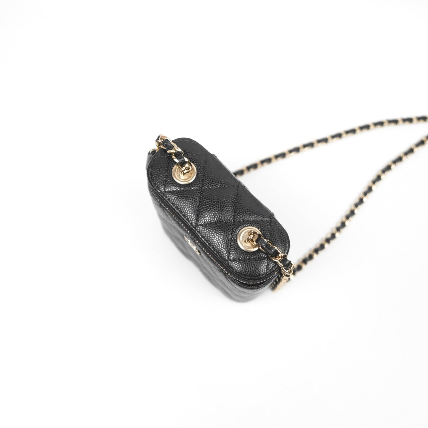 Chanel Classic Mini Vanity With Chain Black Caviar Gold Hardware