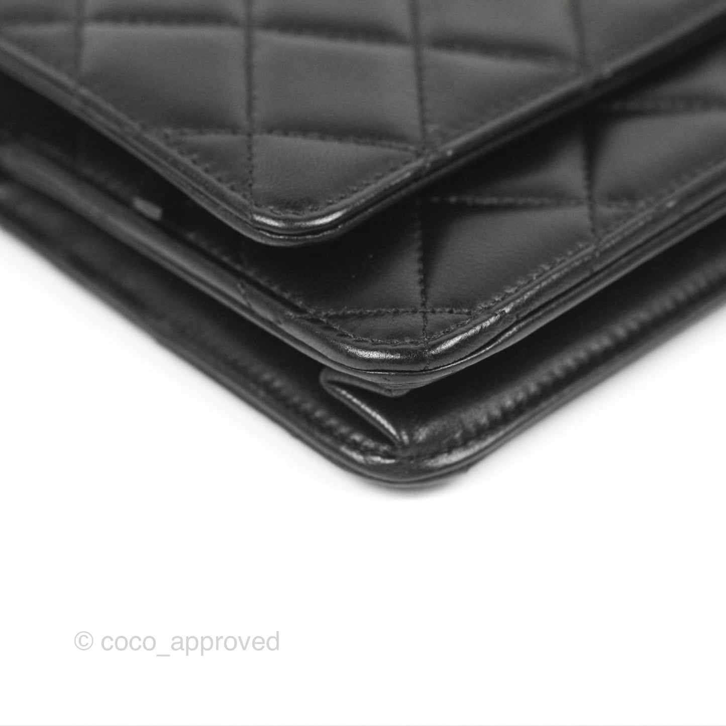 Chanel Quilted Pearl Crush Wallet on Chain WOC Black Lambskin Aged Gold Hardware