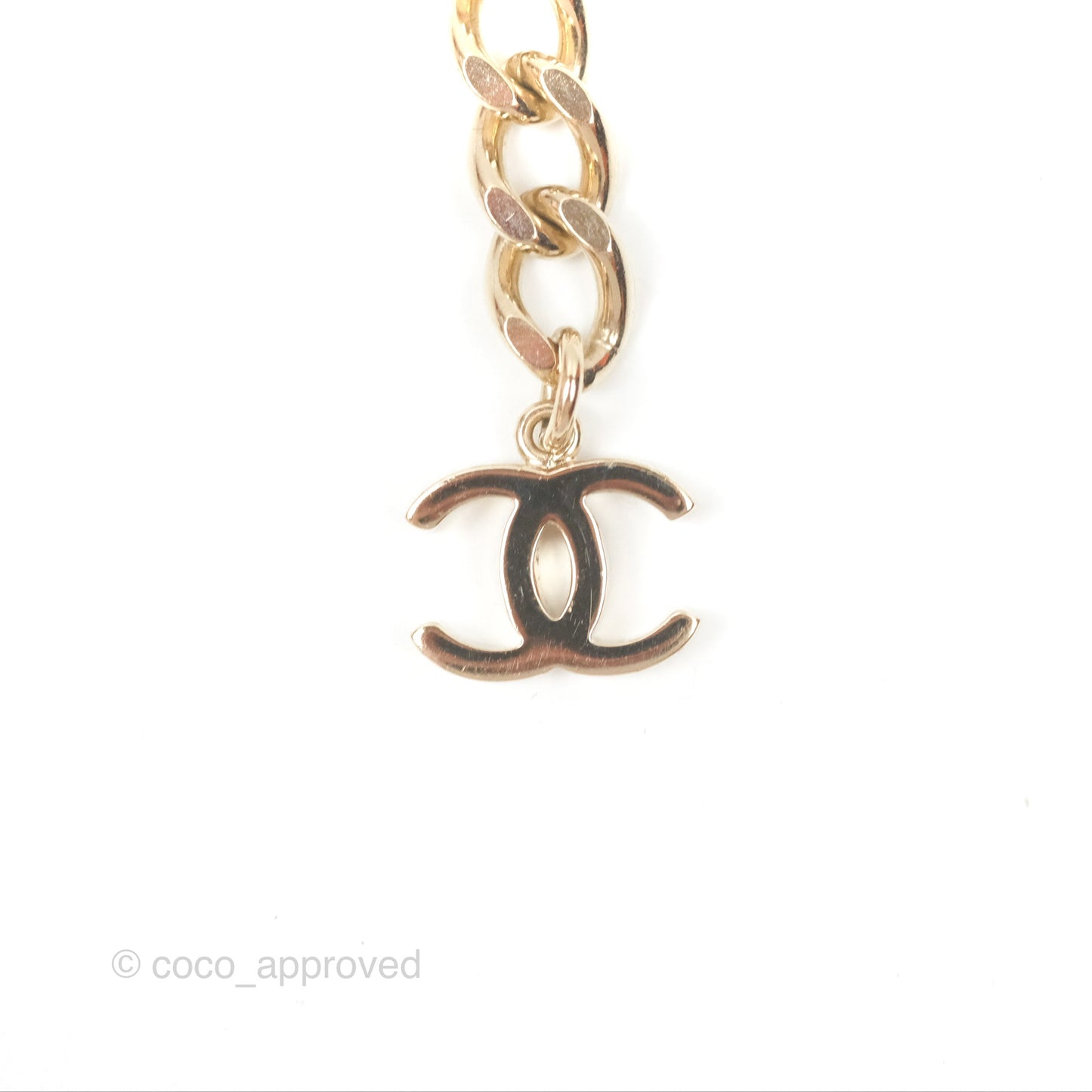 Chanel Crystal CC Black Leather Chain Choker Gold Tone 21B