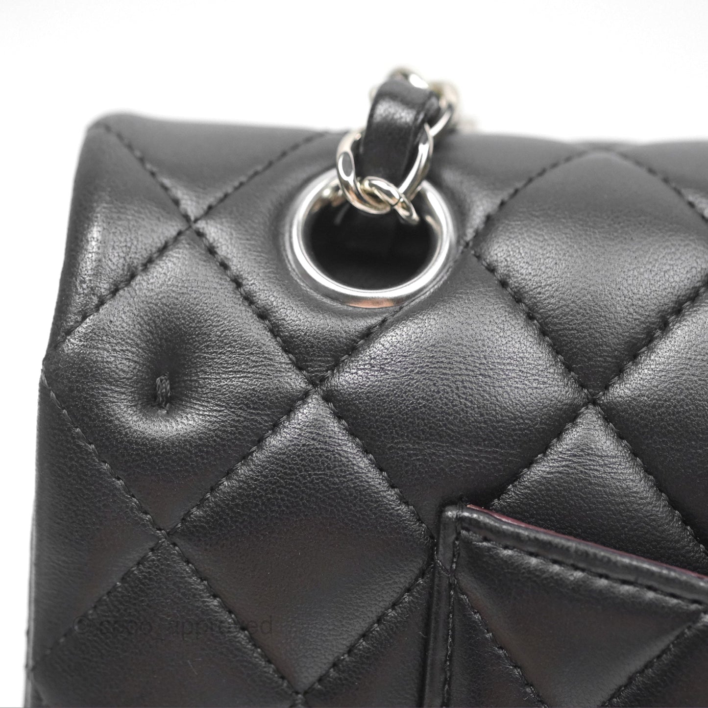 Chanel Classic M/L Medium Flap Quilted Black Lambskin Silver Hardware