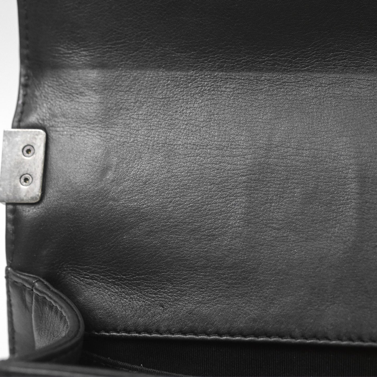 Chanel Small Boy Black Calfskin Ruthenium Hardware