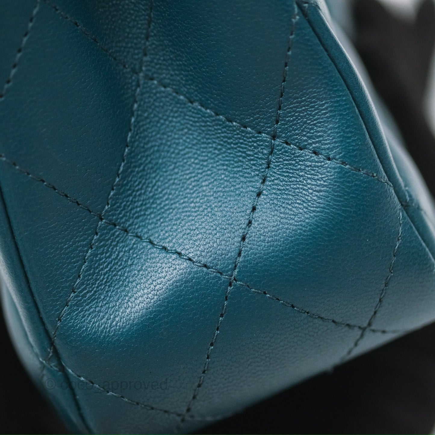Chanel Classic M/L Medium Flap Quilted Teal Lambskin Silver Hardware