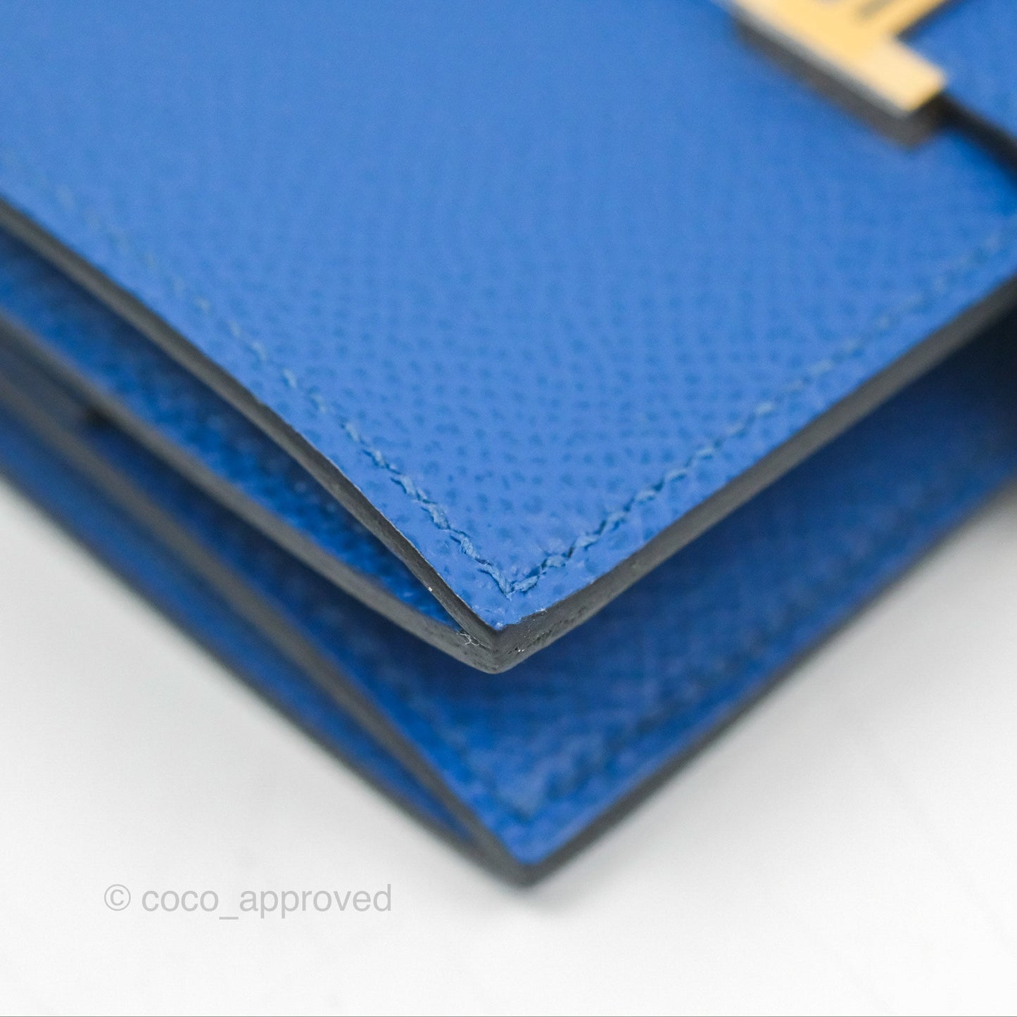 Hermes Bearn Mini Wallet Epsom Bleu De Fance Gold Hardware