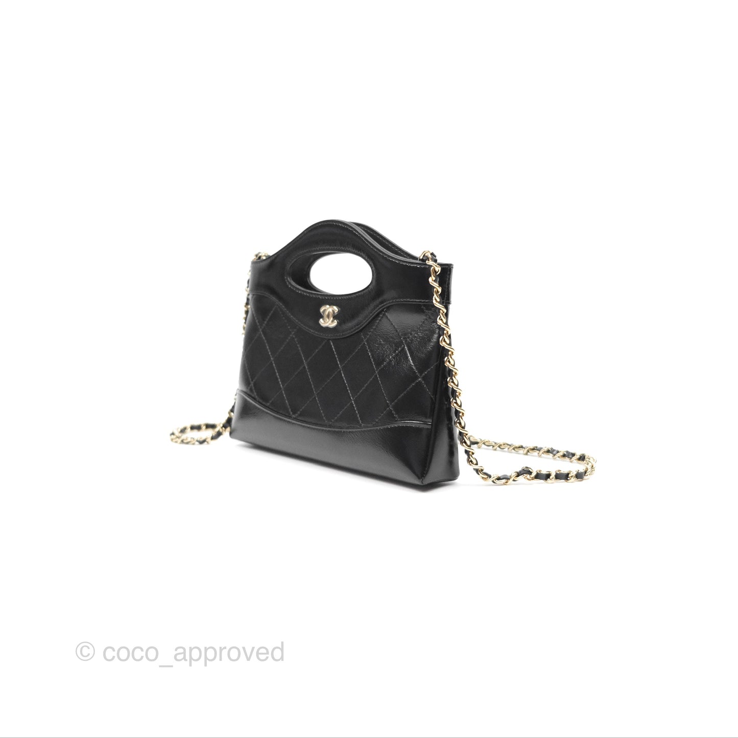 Chanel Nano 31 Black Shiny Calfskin Gold Hardware