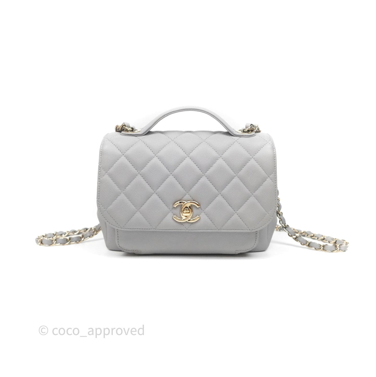 Chanel Quilted Medium Business Affinity Flap Grey Caviar Gold Hardware