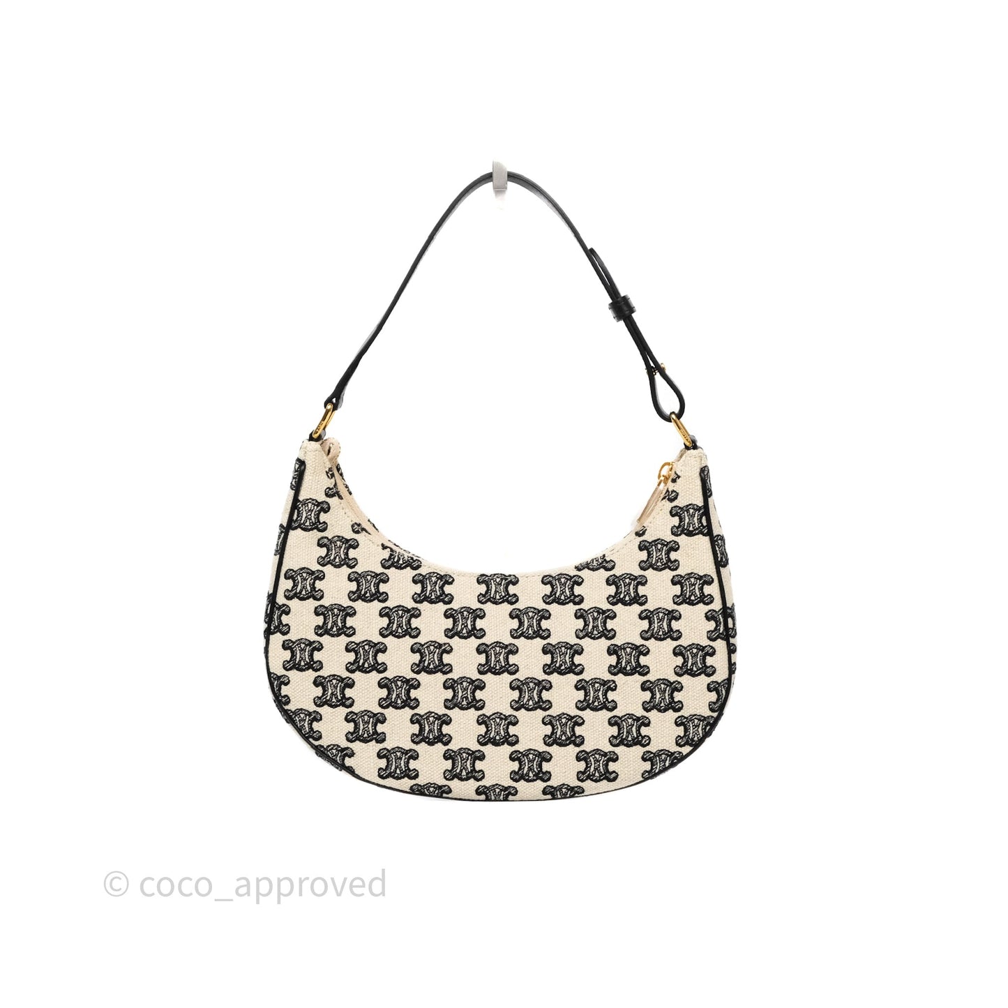 Celine Medium Ava Bag Triomphe Embroidered Black Natural