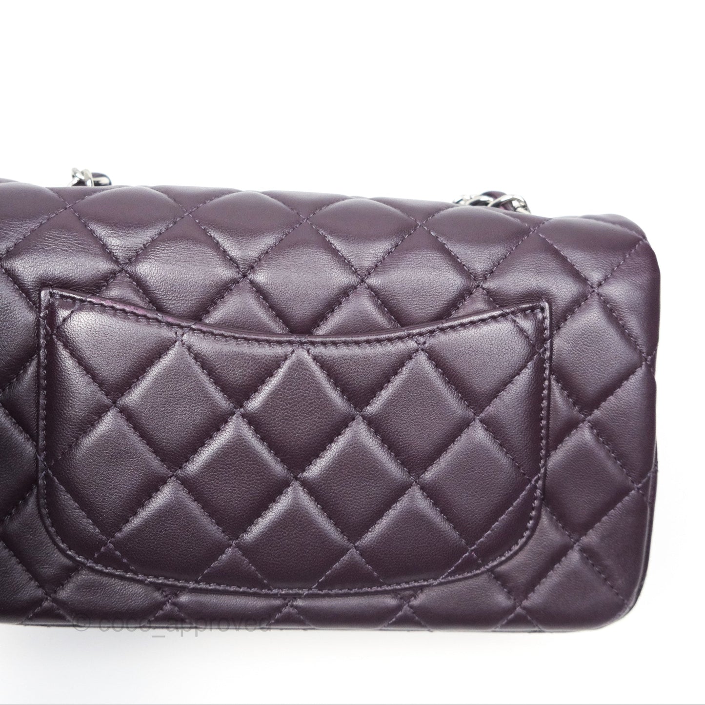 Chanel Mini Rectangular Quilted Dark Purple Lambskin Silver Hardware