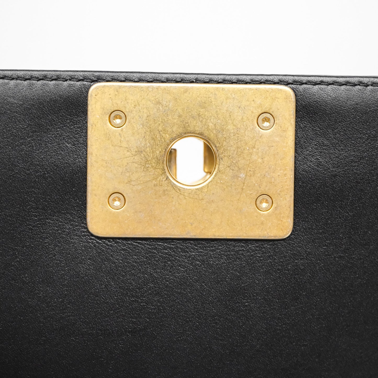 Chanel Small Boy Quilted Black Calfskin Aged Gold Hardware