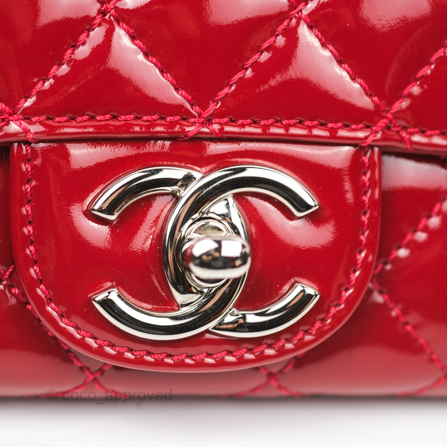 Chanel Brilliant East West Flap Clutch with Chain Red Patent Silver Hardware