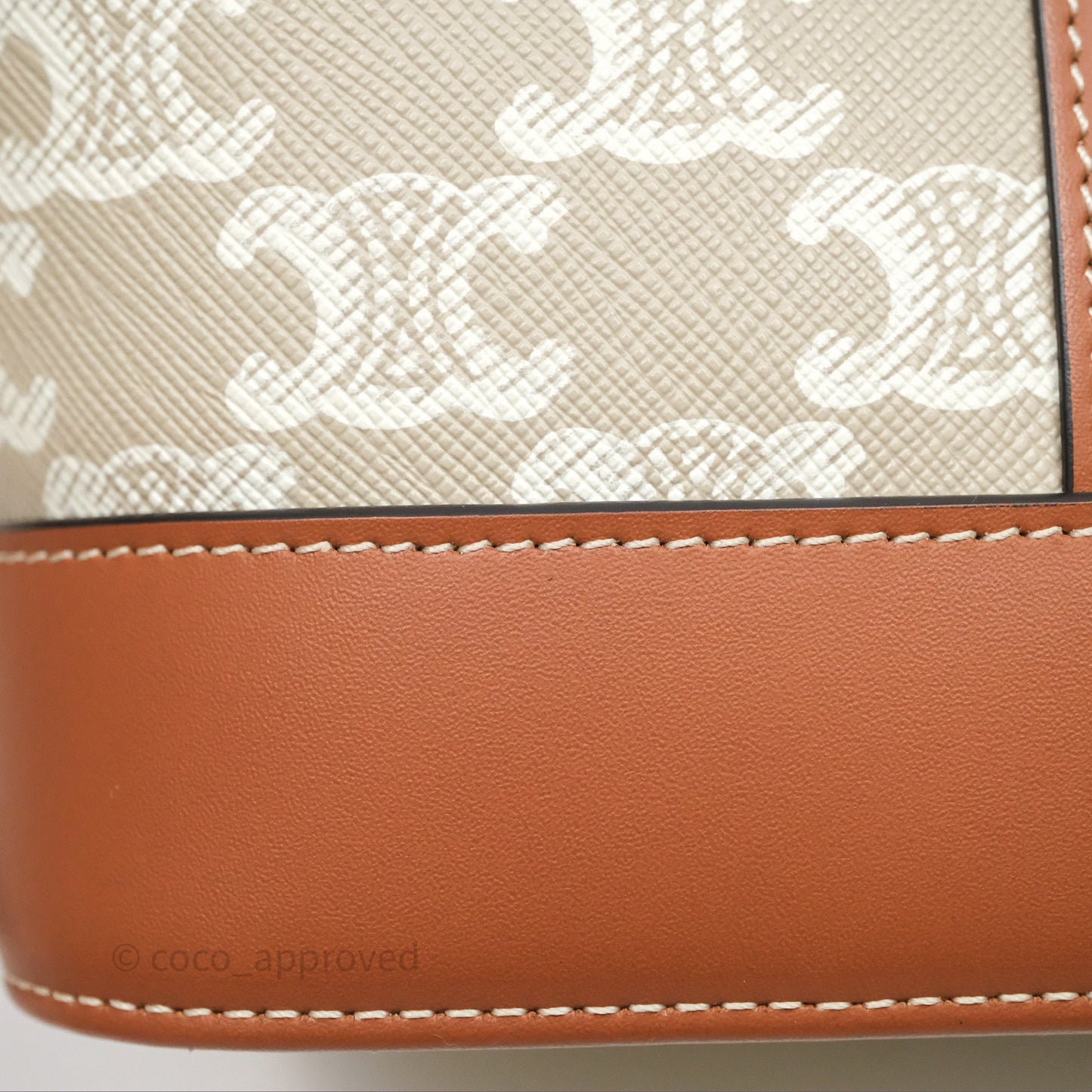 Celine Small Bucket Triomphe Canvas Grege Calfskin