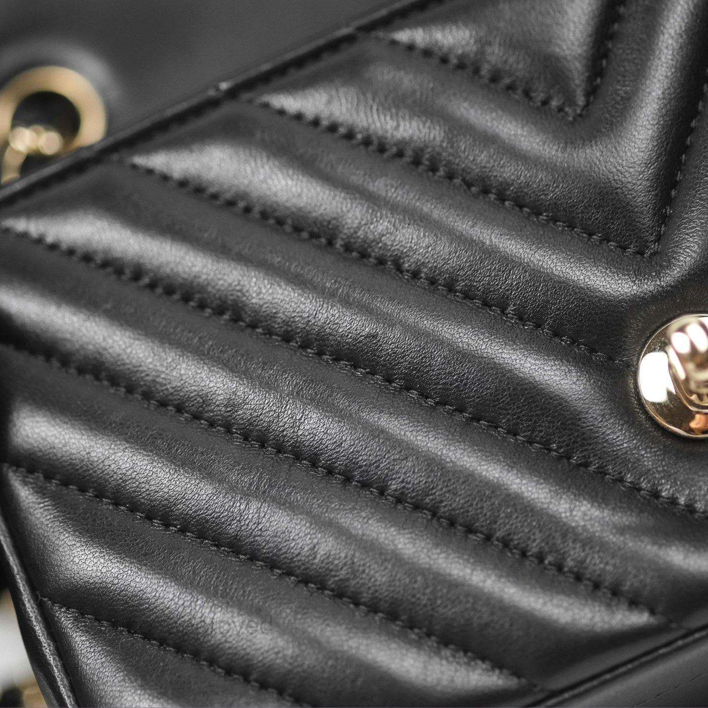 Chanel Mini Rectangular Flap Chevron Black Lambskin Gold Hardware