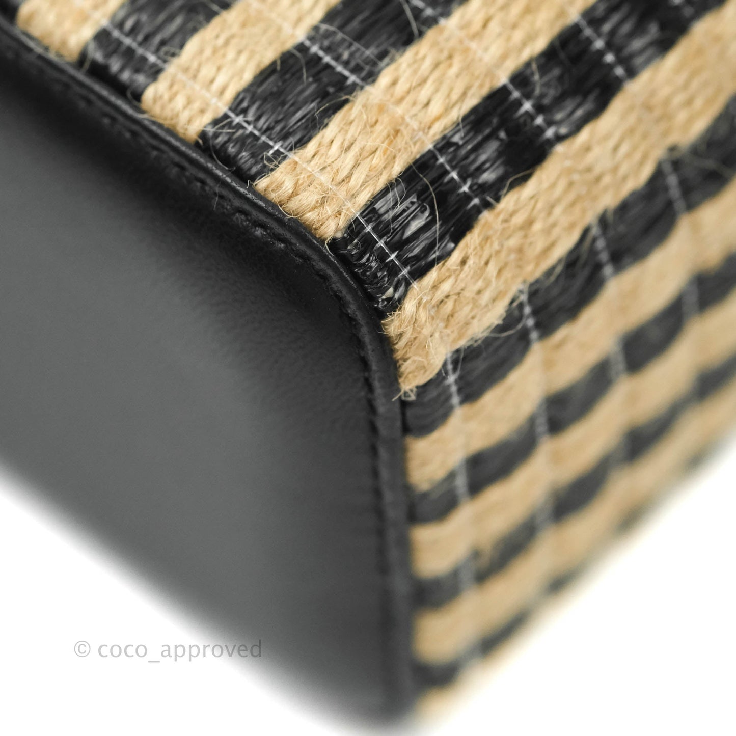 Chanel Vanity with Chain Raffia Jute Thread Black & Beige Gold Hardware