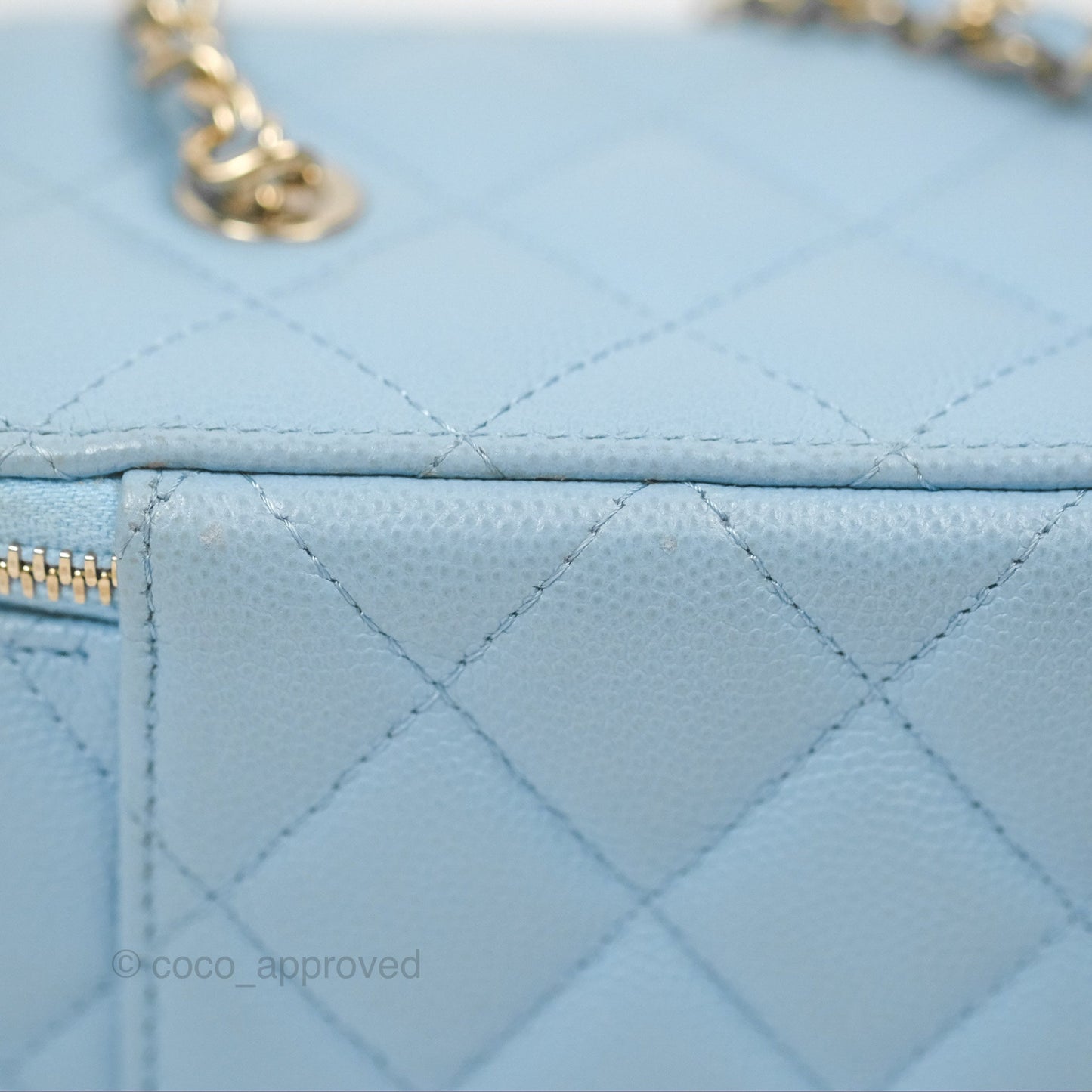 Chanel Classic Vanity With Chain Blue Caviar Gold Hardware