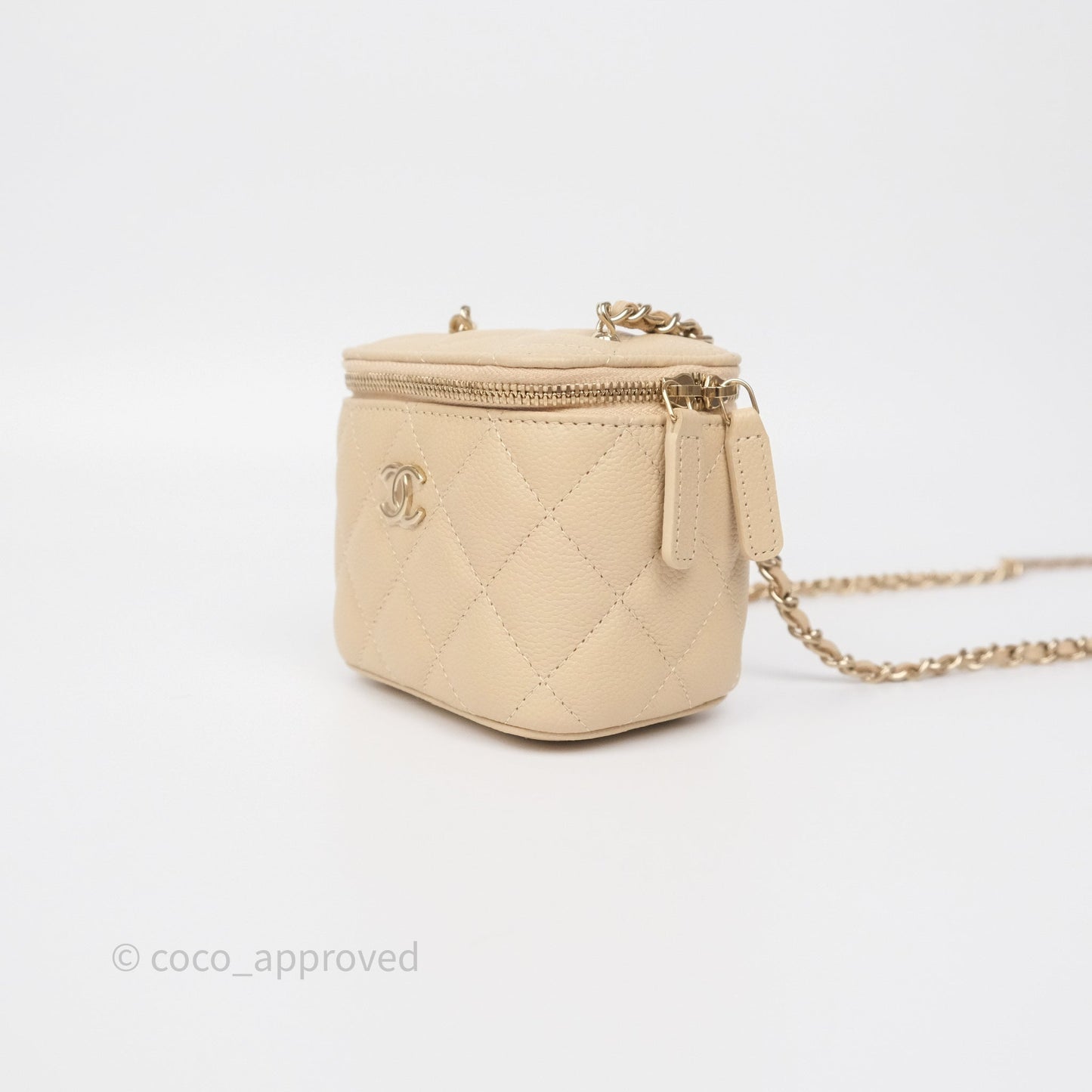 Chanel Mini Vanity With CC Chain Beige Caviar Gold Hardware
