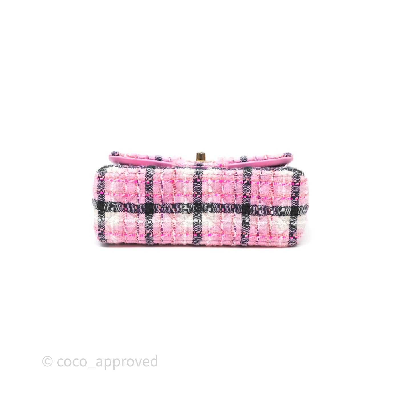 Chanel Quilted Mini Rectangular Flap Pink Tweed Gold Hardware