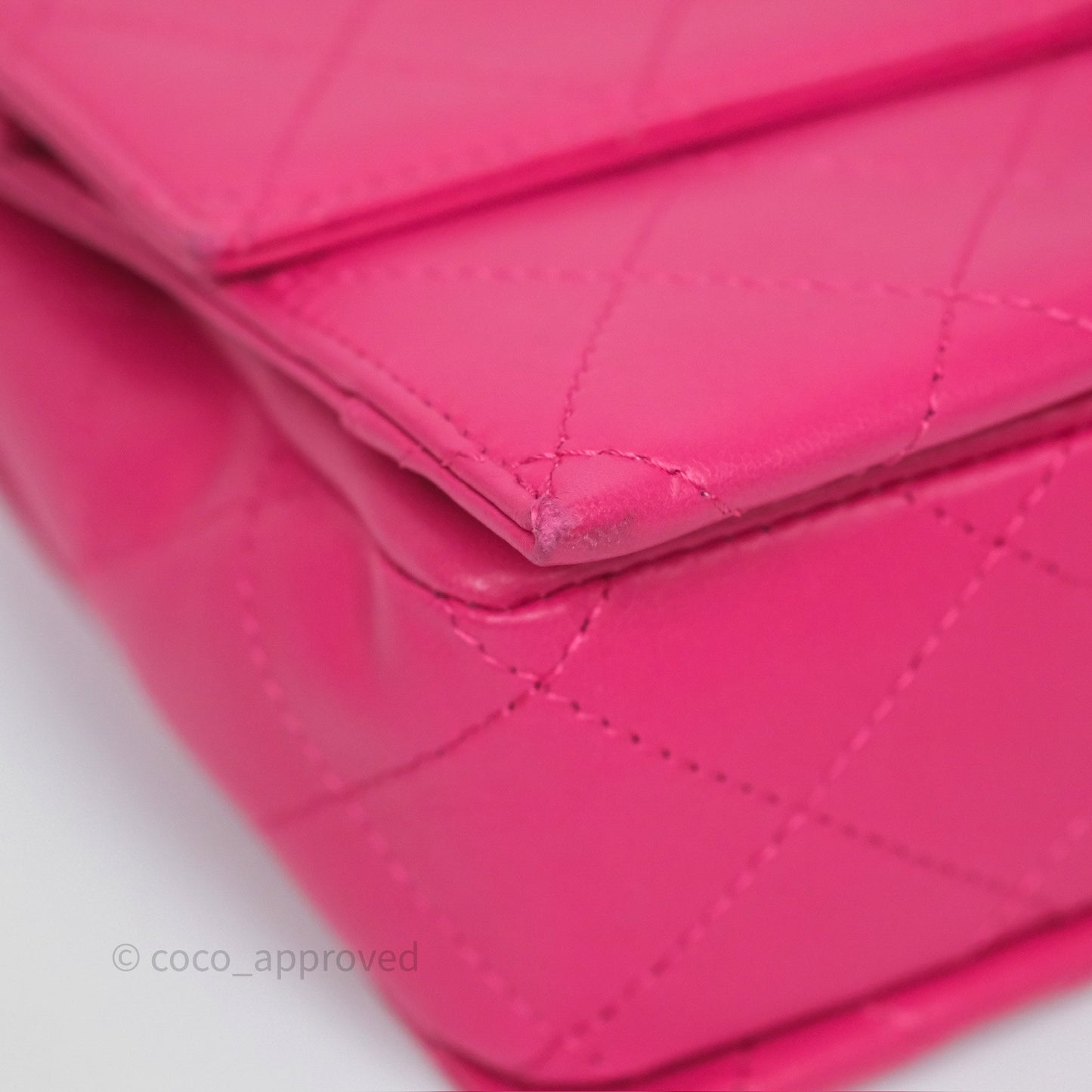 Chanel Stitched Double Flap Bag Pink Calfskin Silver Hardware