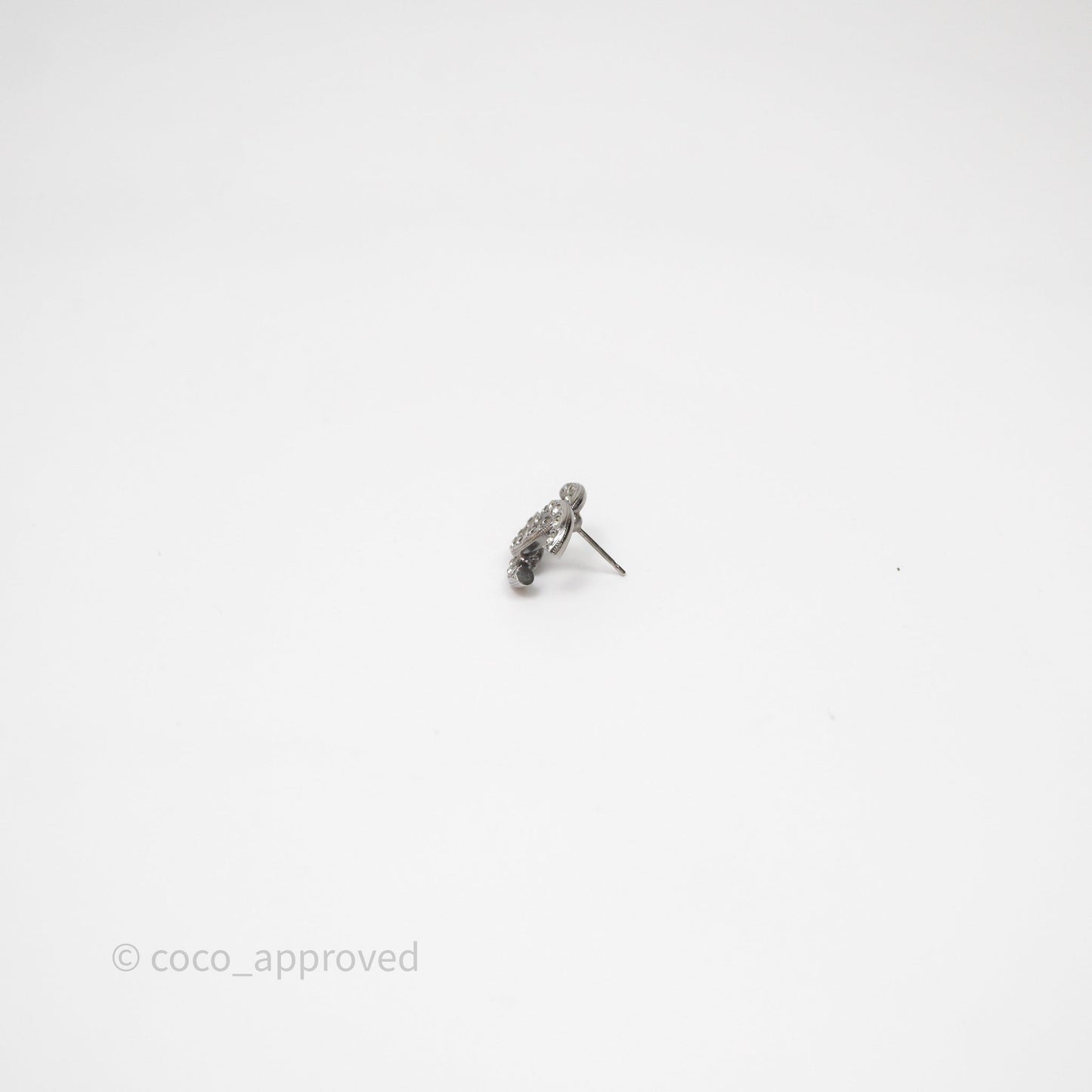 Chanel CC Crystals Earrings Ruthenium Tone 21A