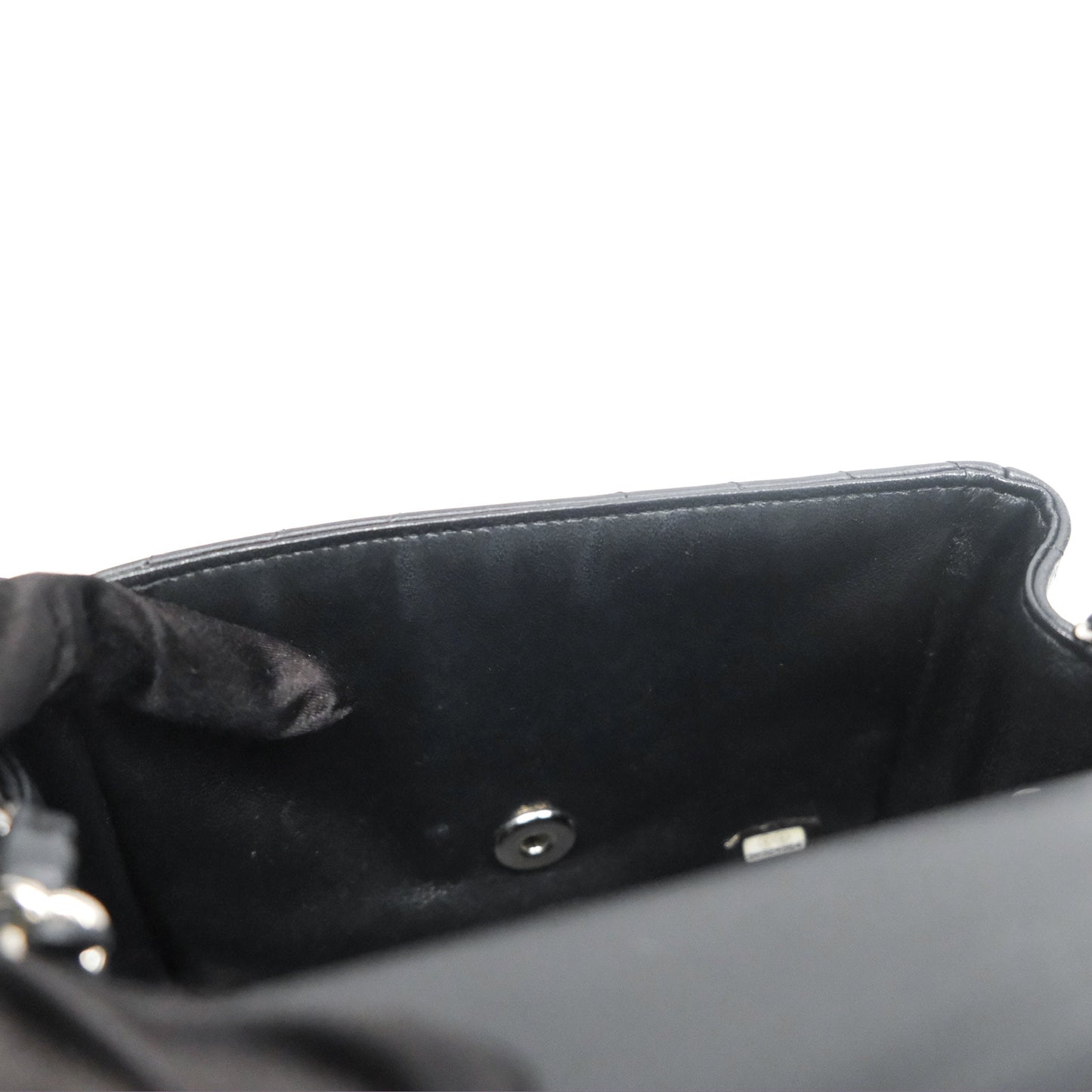 Chanel Mini Square Black Chevron Lambskin Silver Hardware