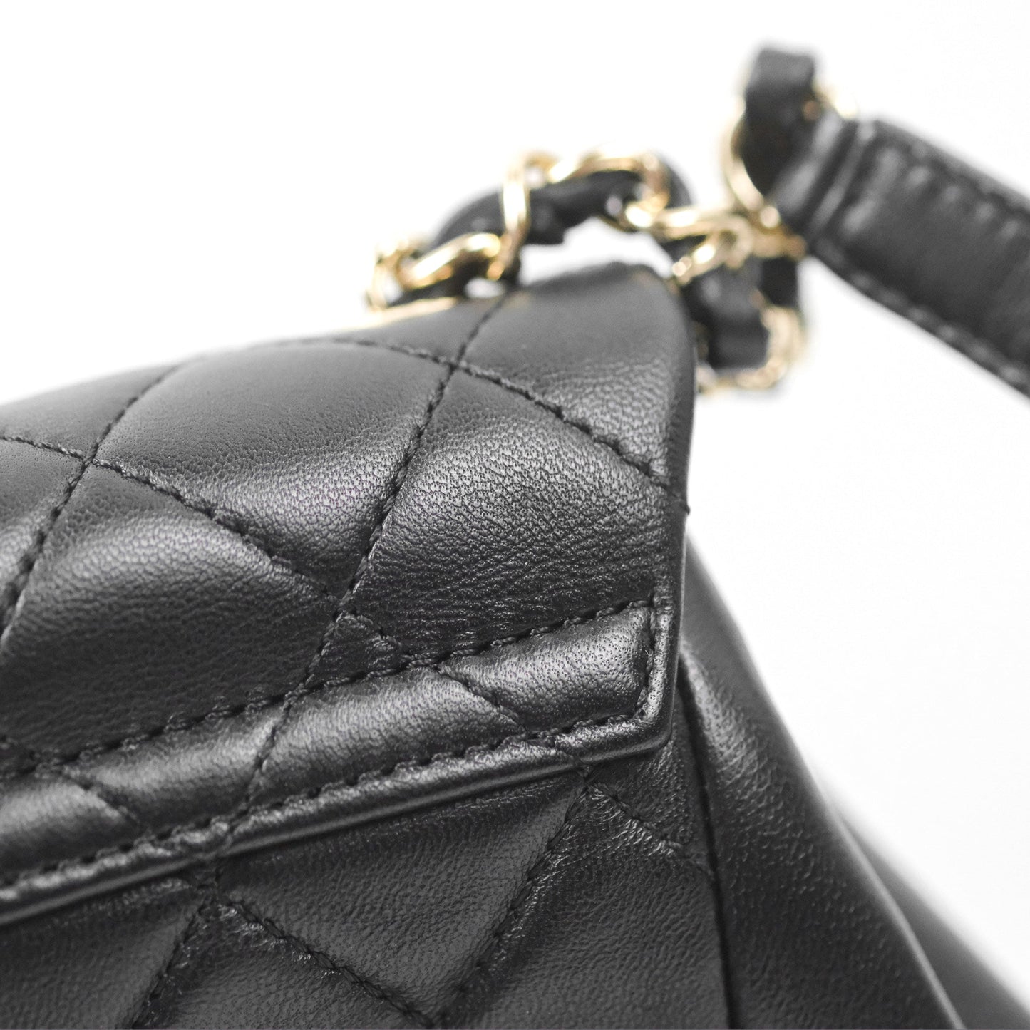 Chanel Quilted Small Duma Drawstring Backpack Black Lambskin Gold Hardware