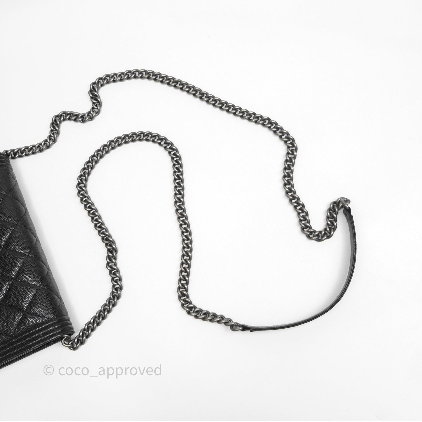 Chanel Quilted Boy Wallet on Chain WOC Black Caviar Ruthenium Hardware