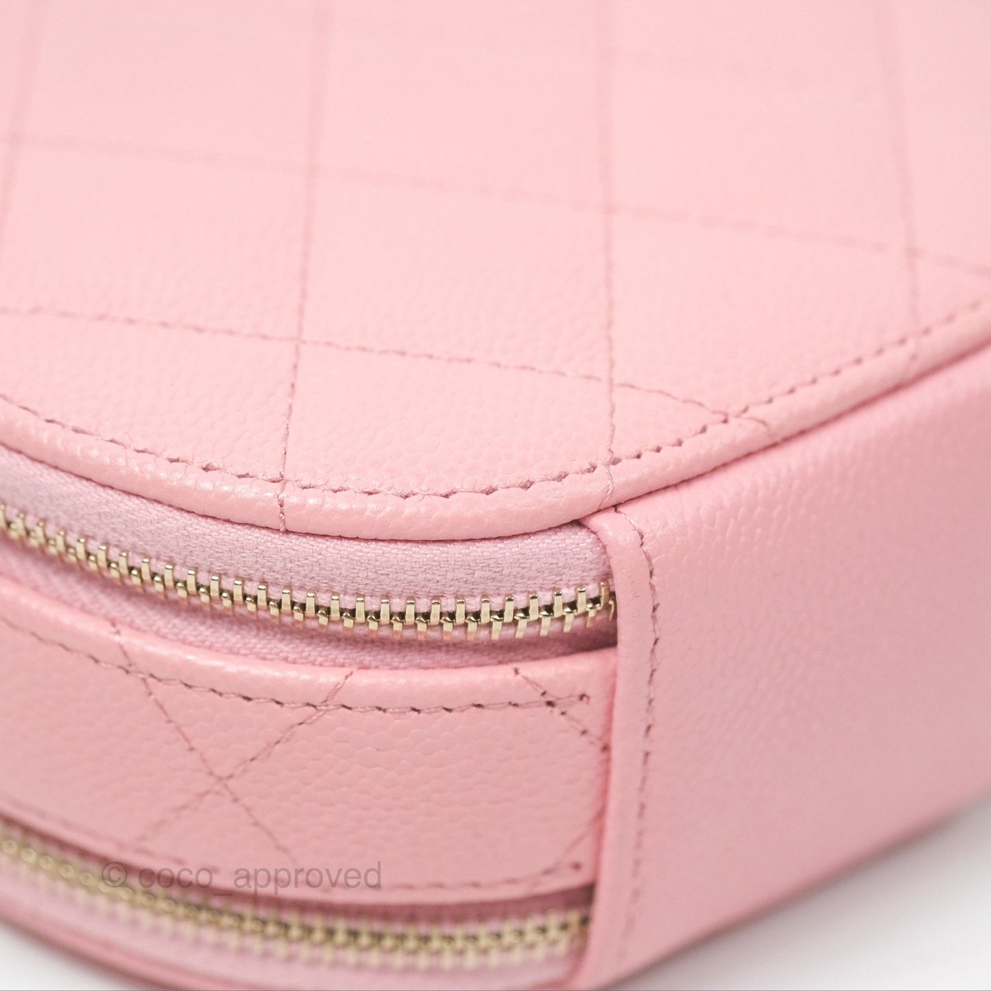 Chanel Mini Round Vanity Bag Handle With Care Pink Caviar 22C