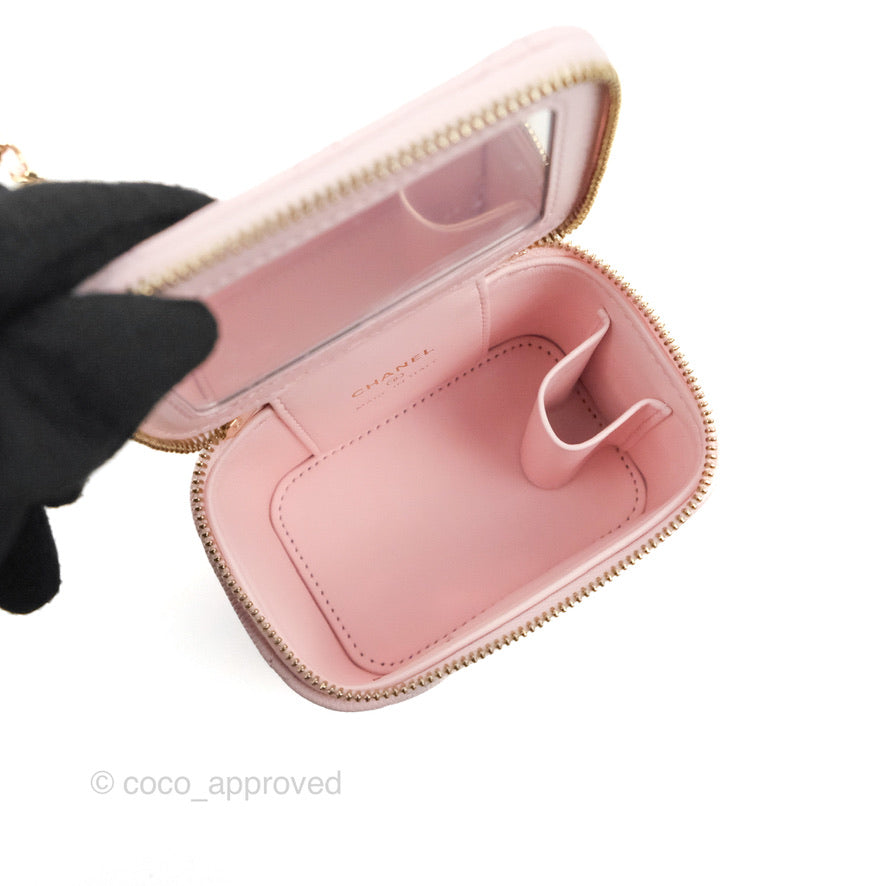 Chanel Mini Vanity With Chain Pink Caviar Gold Hardware