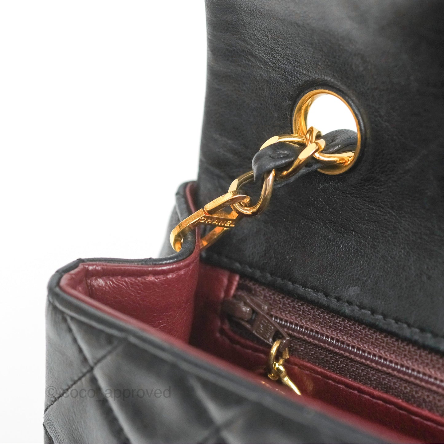 Chanel Vintage Square Flap Bag Black Lambskin 24K Gold Hardware