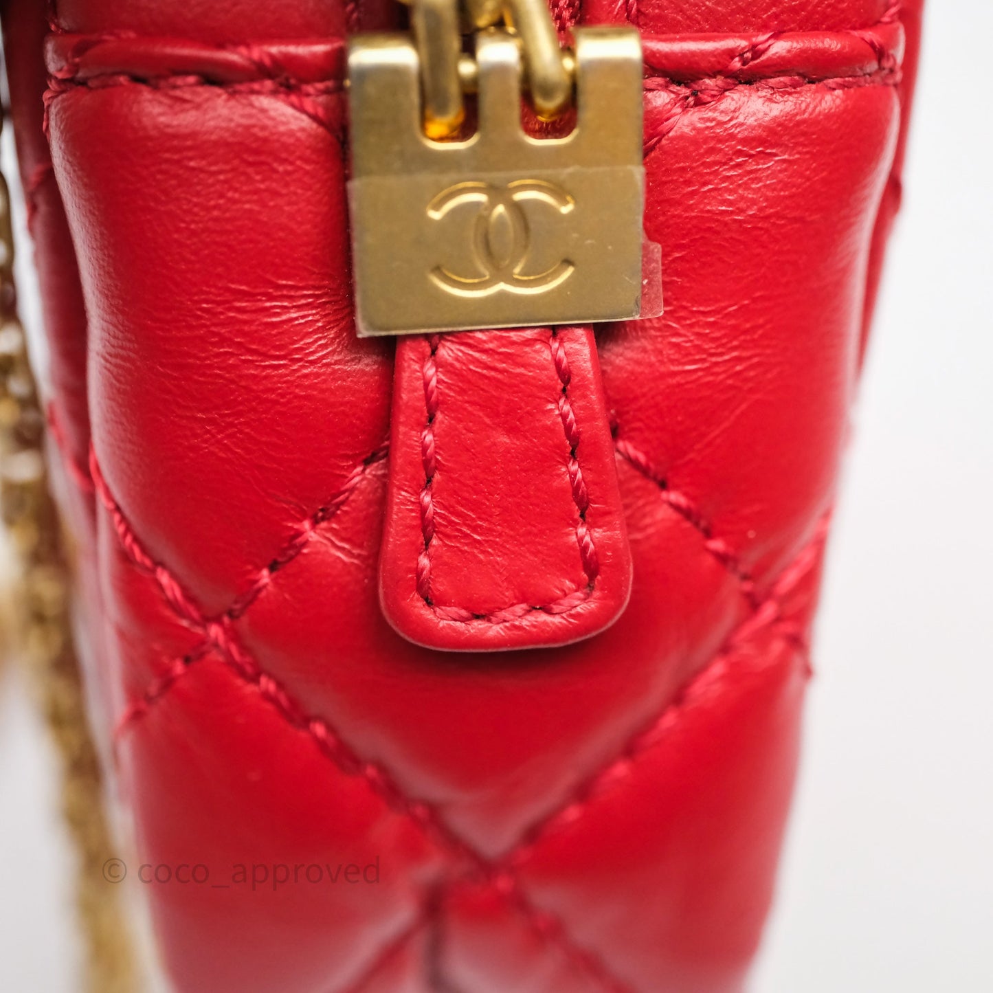 Chanel Quilted Mini Reissue Camera Case Red Aged Calfskin Aged Gold Hardware