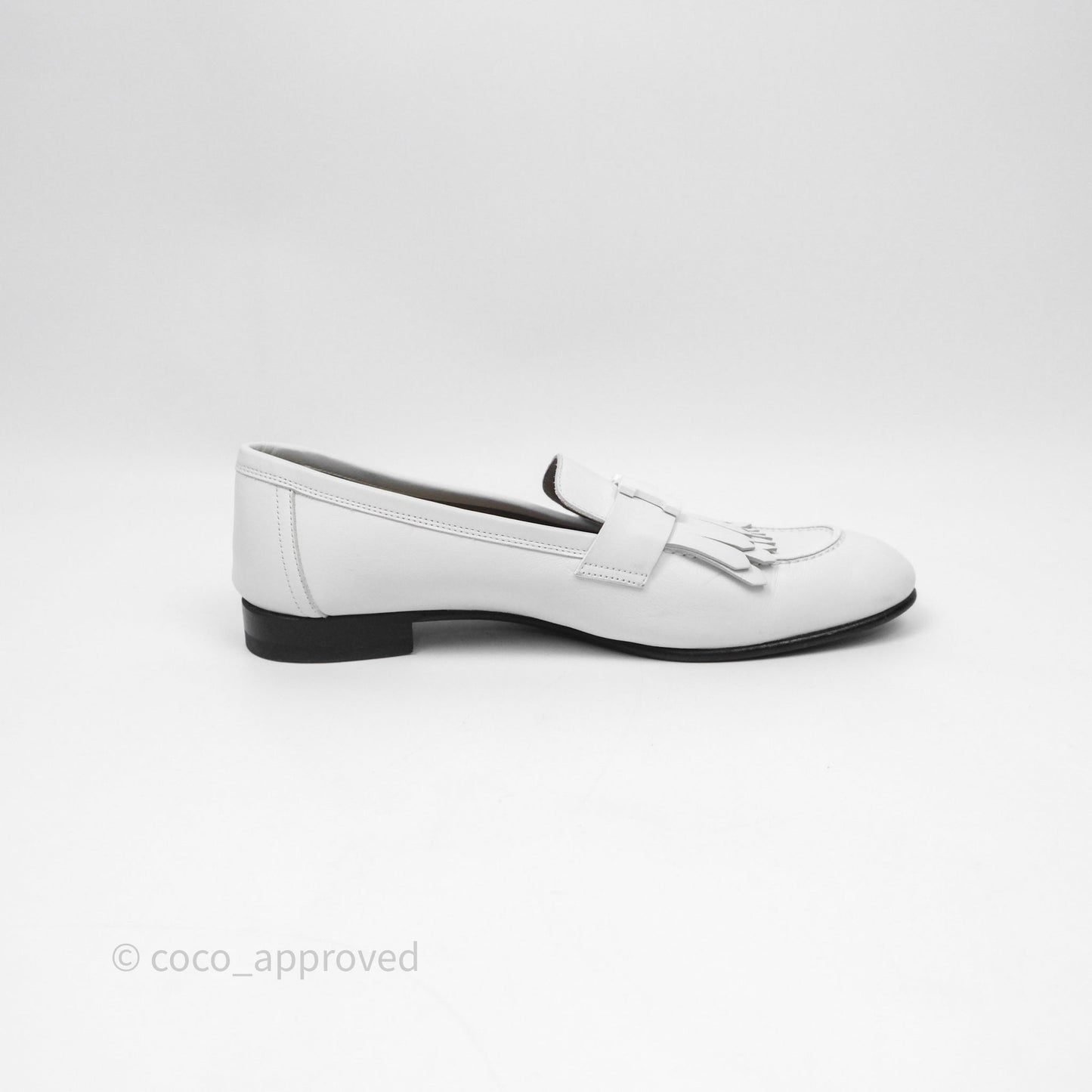 Hermès Royal Loafers White Calfskin Size 38
