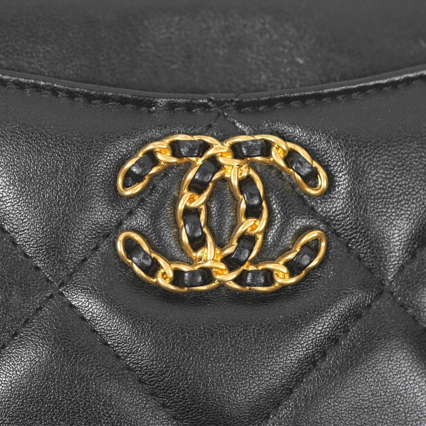 Chanel Quilted Chanel 19 Zip Card Holder Wallet Black Lambskin